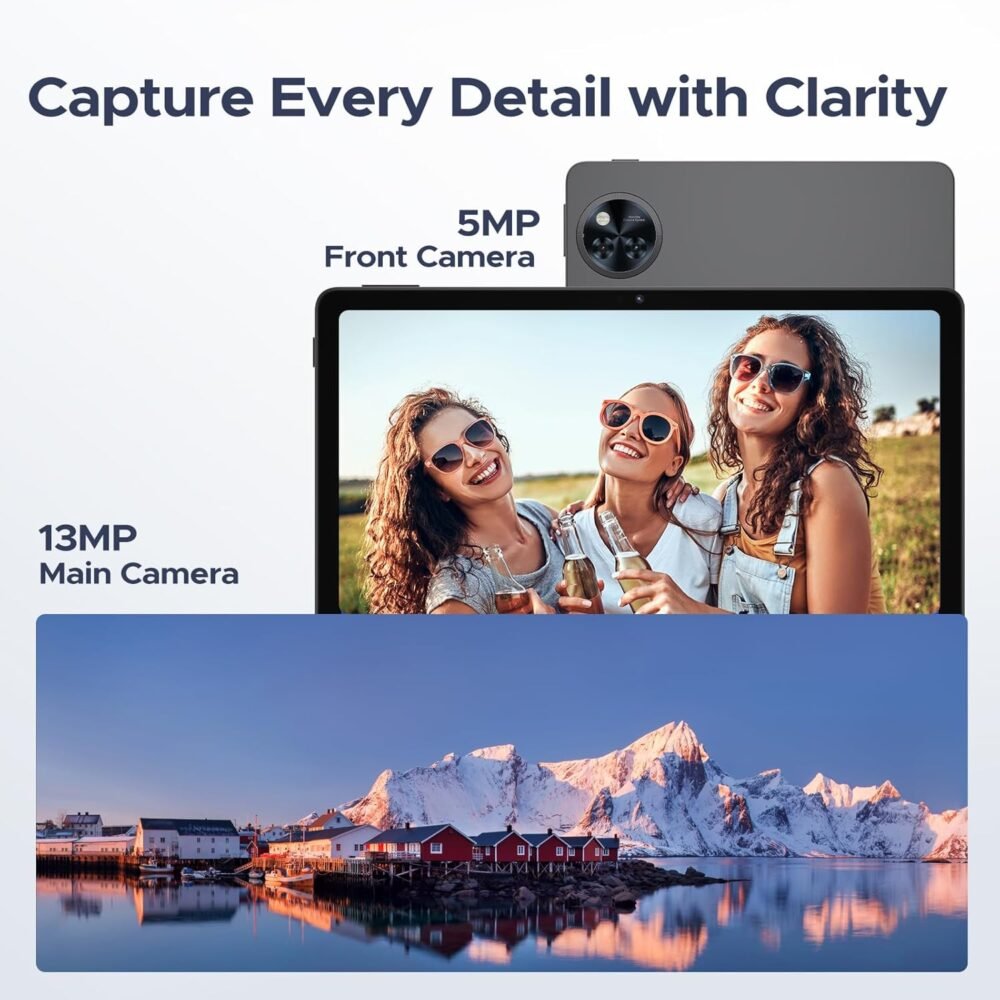 DOOGEE U11(2025) Android 15 Tablet, 11 inch Tablet 16GB+128GB/2TB TF Octa-Core 90Hz Display, 8580mAh, Netflix 1080P,Bluetooth 5.0+5G WiFi Tablets, 13MP+5MP, Face ID,Metal Body-Black - Image 9