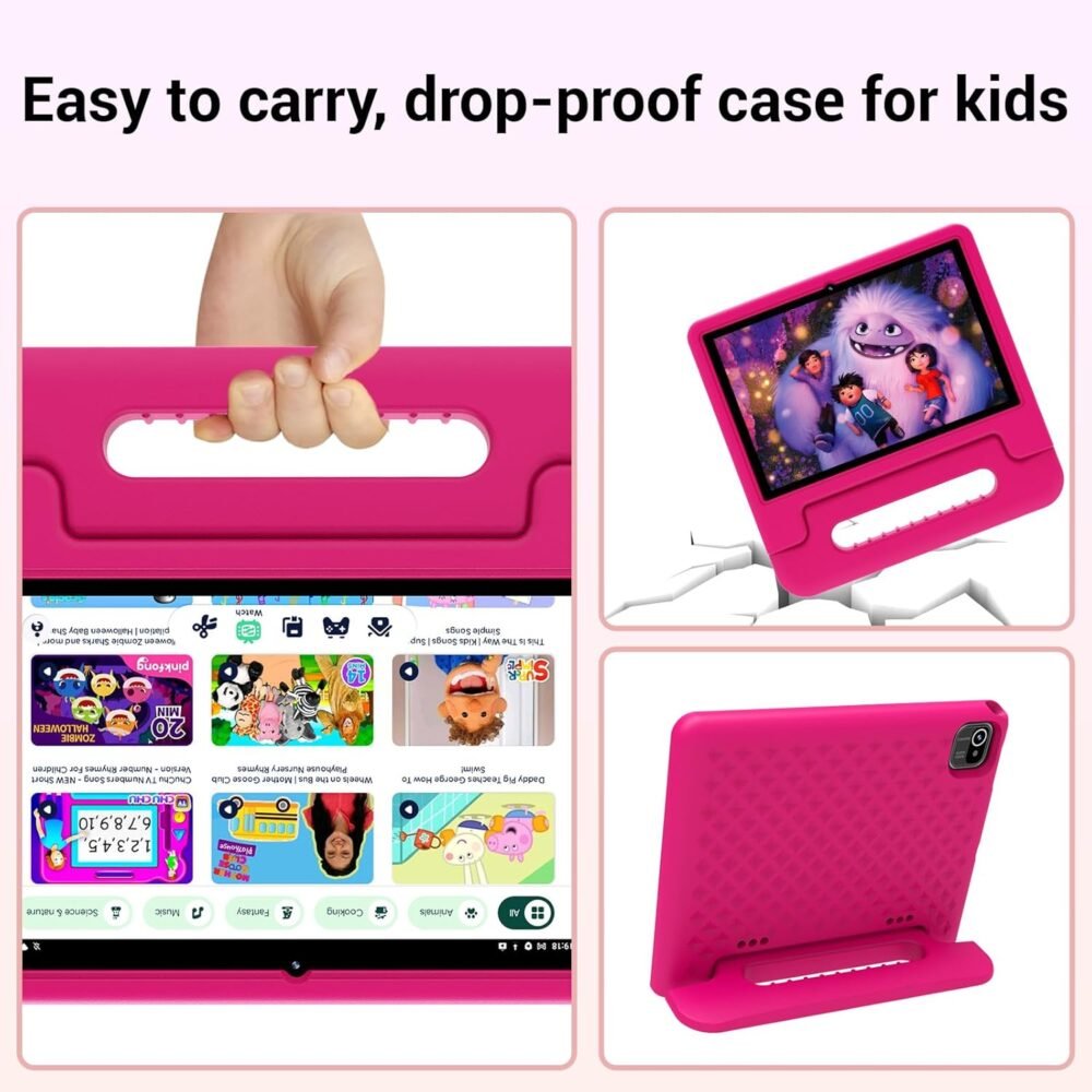 Kids Tablet 10 inch, Android 13 Tablet for Kids with Google Kids Space, Pre-Installed Educational Apps and Parental Control, Gift for Kids, 2+32GB Storage, 5000mAh, EVA Case (Pink) - Image 8