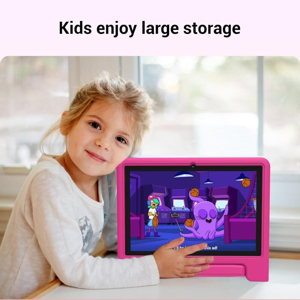 Kids Tablet 10 inch, Android 13 Tablet for Kids with Google Kids Space, Pre-Installed Educational Apps and Parental Control, Gift for Kids, 2+32GB Storage, 5000mAh, EVA Case (Pink) - Image 10