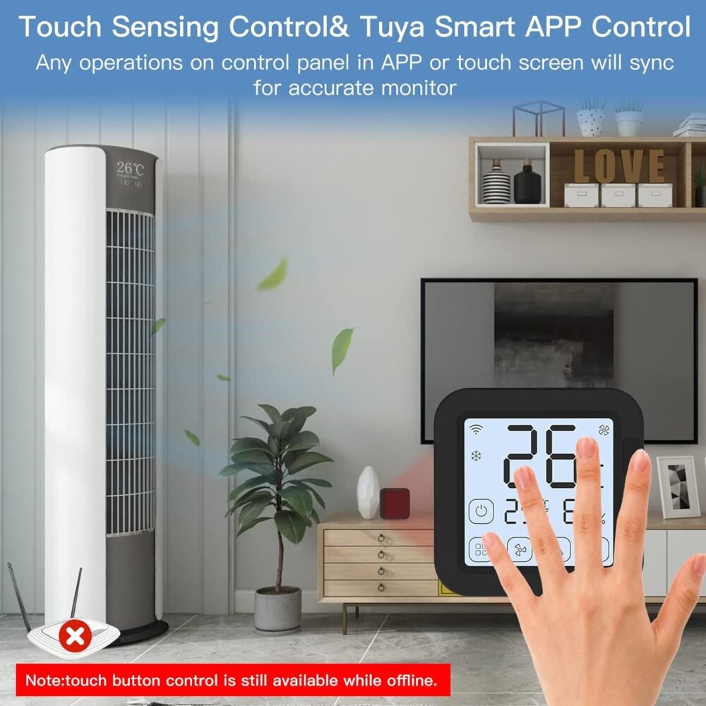 Smart IR ler,Smart IR Air Conditioner Controller Thermostat with LCD Display App Control Temperature Humidity Sensor Monitor Compatible with Alexa Home for Mini Split Portable AC - Image 6