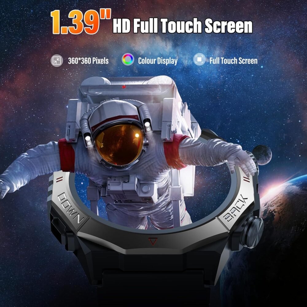 Military Smart Watches for Men(Answer/Make Calls), 1.39"HD Fitness Watch, 24/7 Heart Rate Sleep Monitor, Smart Watch for Men 110+ Sport Modes, 30Day, IP68 Waterproof Smartwatch for Android iOS, Black - Image 5