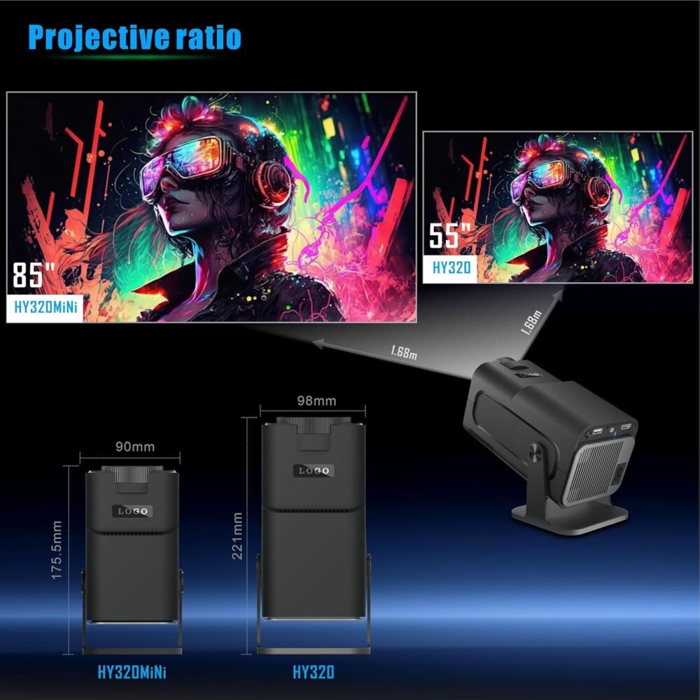 Smart Mini Projector with Android 11.0,2025 Upgraded Portable Projector 1080P 4K Full HD with WiFi 6 and BT5.2,180°Adjustable Stand, Auto Keystone Home Projector for Phone/TV Stick/Laptop - Image 9