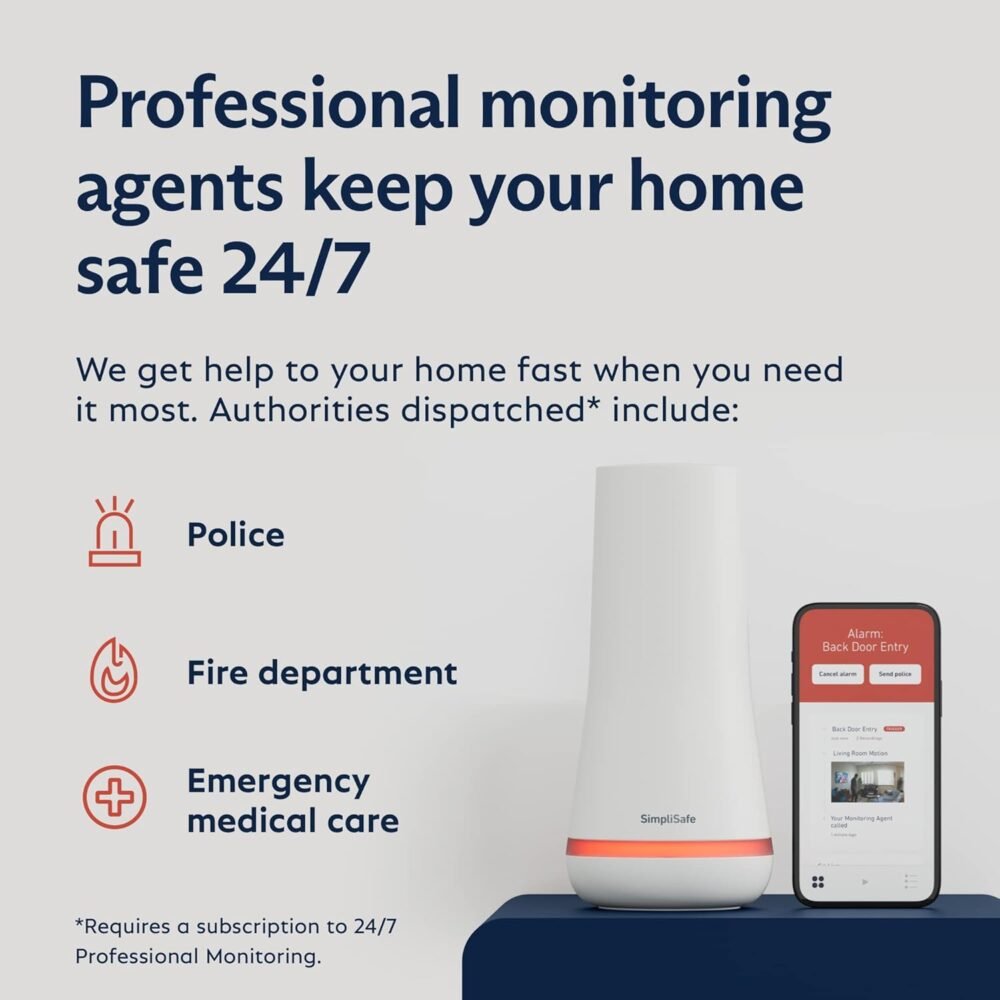 SimpliSafe 12 Piece Wireless Home Security System w/HD Camera - Optional 24/7 Professional Monitoring - No Contract - Compatible with Alexa and Google Assistant, White - Image 5