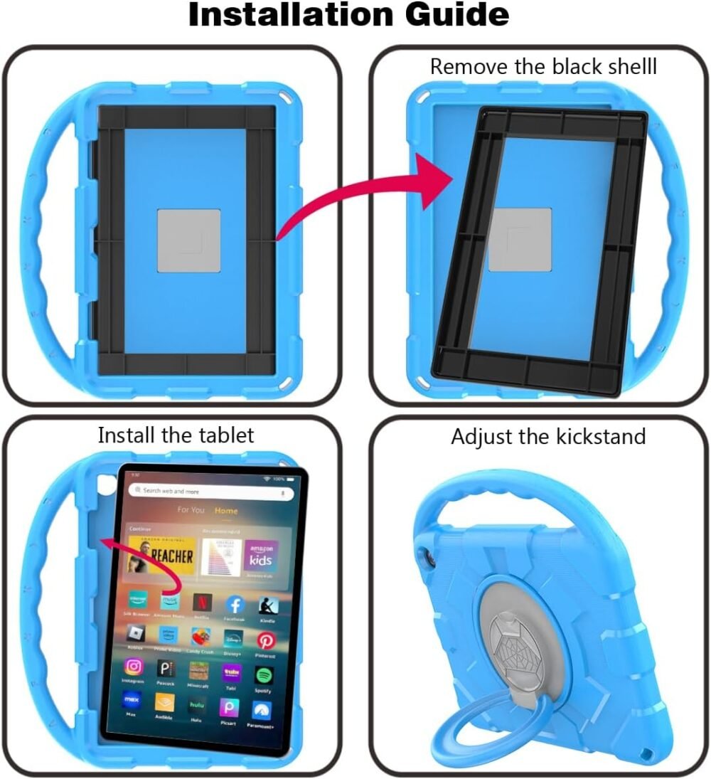 Fire HD 8 Tablet Case for Kids,Amazon Fire HD 8 Case(2024/2022/2020 Release,12th/10th Generation).(Incompatible with iPad and TCL) Rotating 360 Kickstand Lightweight Shockproof Protective Case Cover - Image 6