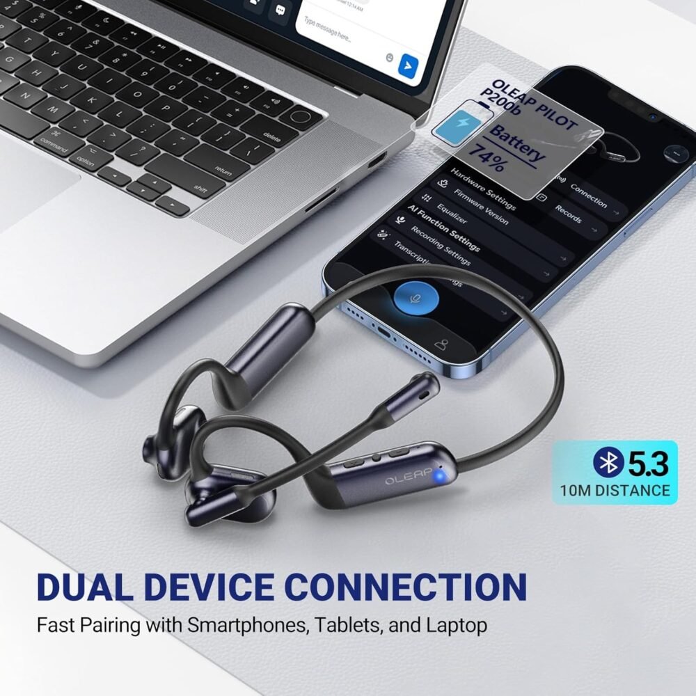 Pilot P200b Pro Bluetooth Headset with Microphone for PC, 50dB Noise Cancelling Headphones with Mic AI ENC, USB-C Dongle - Wireless Computer Headset for Meetings and Calls - Image 5
