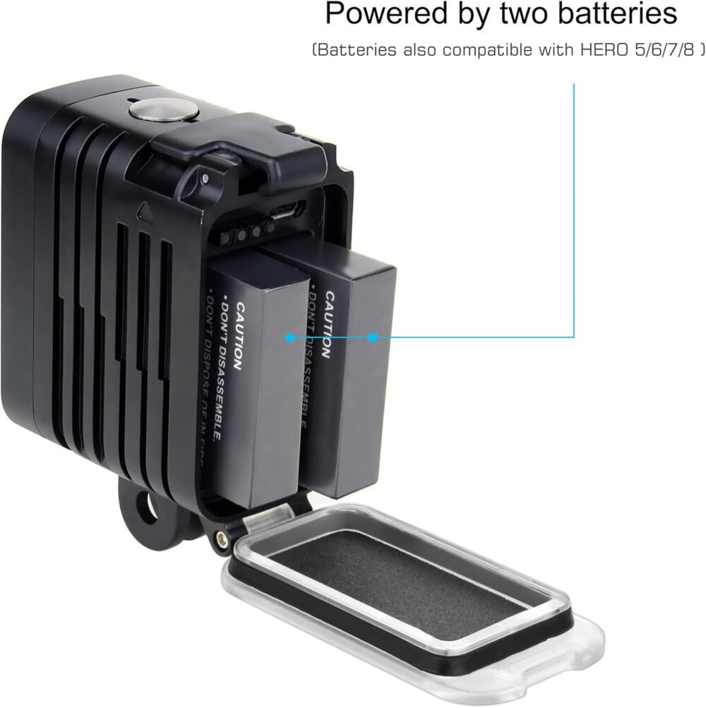 Underwater Light Dive Lights 164FT 3 Modes High Power Dimmable Waterproof LED Video Fill Night Light for Gopro Hero 13 12 11 10 9 8 7 6 5 4 3+ 3 Black DJI OSMO Action 5 Pro 4 3 Insta360 - Image 5