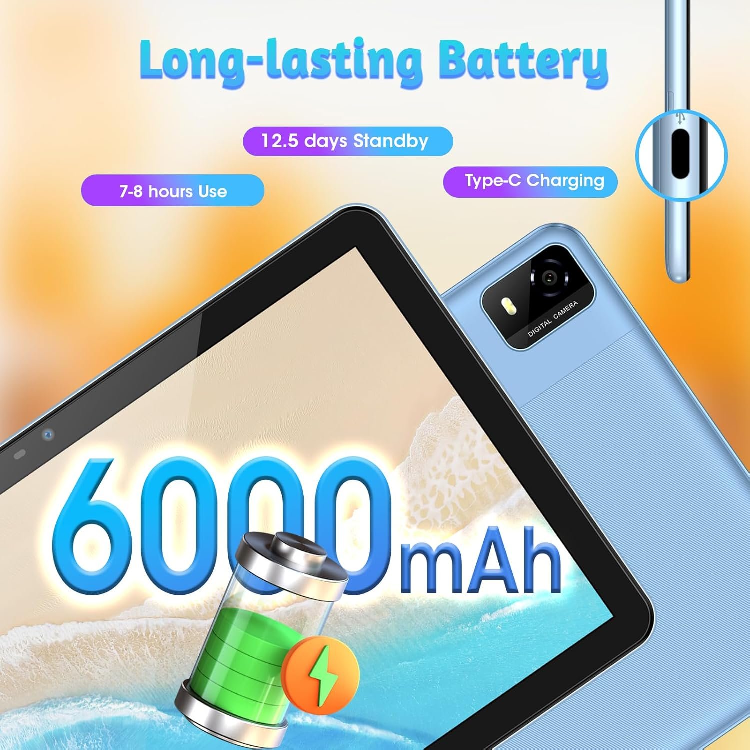 Kids Tablet, 10 inch Tablet for Kids 128GB ROM Octa-Core 6000mAh Battery, Android 14 Toddler Tablet with 5G WIFI Parental Control Eye Protection, Shockproof Case, Netflix YouTube, Gift for Children - Image 6