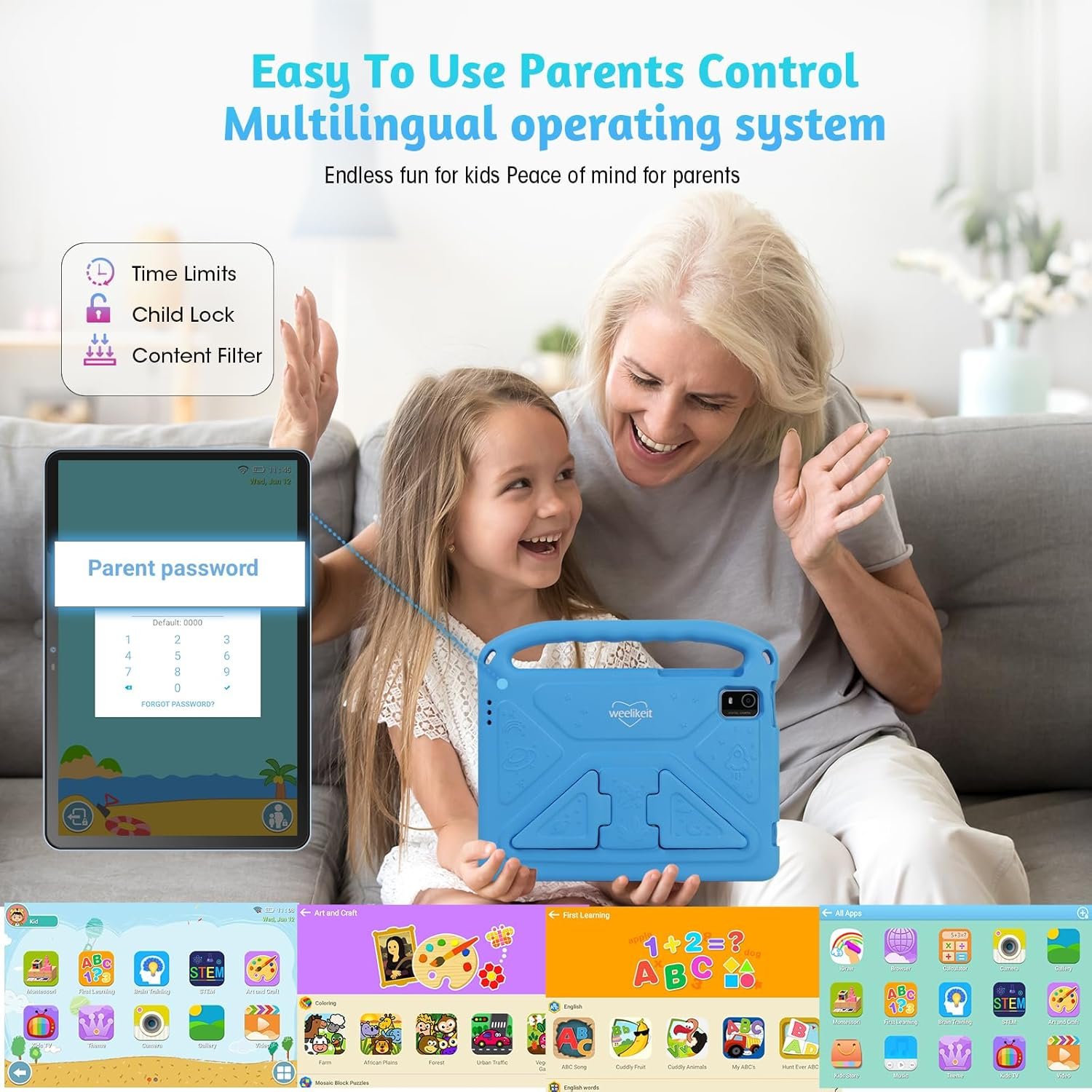 Kids Tablet, 10 inch Tablet for Kids 128GB ROM Octa-Core 6000mAh Battery, Android 14 Toddler Tablet with 5G WIFI Parental Control Eye Protection, Shockproof Case, Netflix YouTube, Gift for Children - Image 9