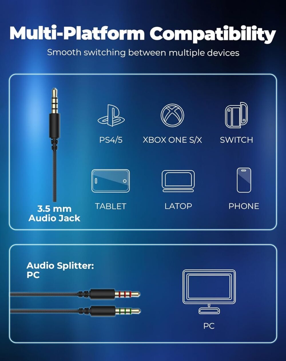 havit H2002d Gaming Headsets for PS4,PC, 50MM Drivers Surround Sound PS5 Headset with Mic Gaming Headphones with Mic Durable Aluminum Frame Valentines Gifts for Men - Image 7