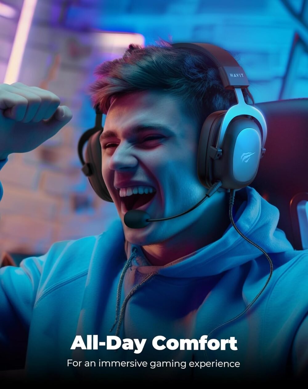 havit H2002d Gaming Headsets for PS4,PC, 50MM Drivers Surround Sound PS5 Headset with Mic Gaming Headphones with Mic Durable Aluminum Frame Valentines Gifts for Men - Image 9