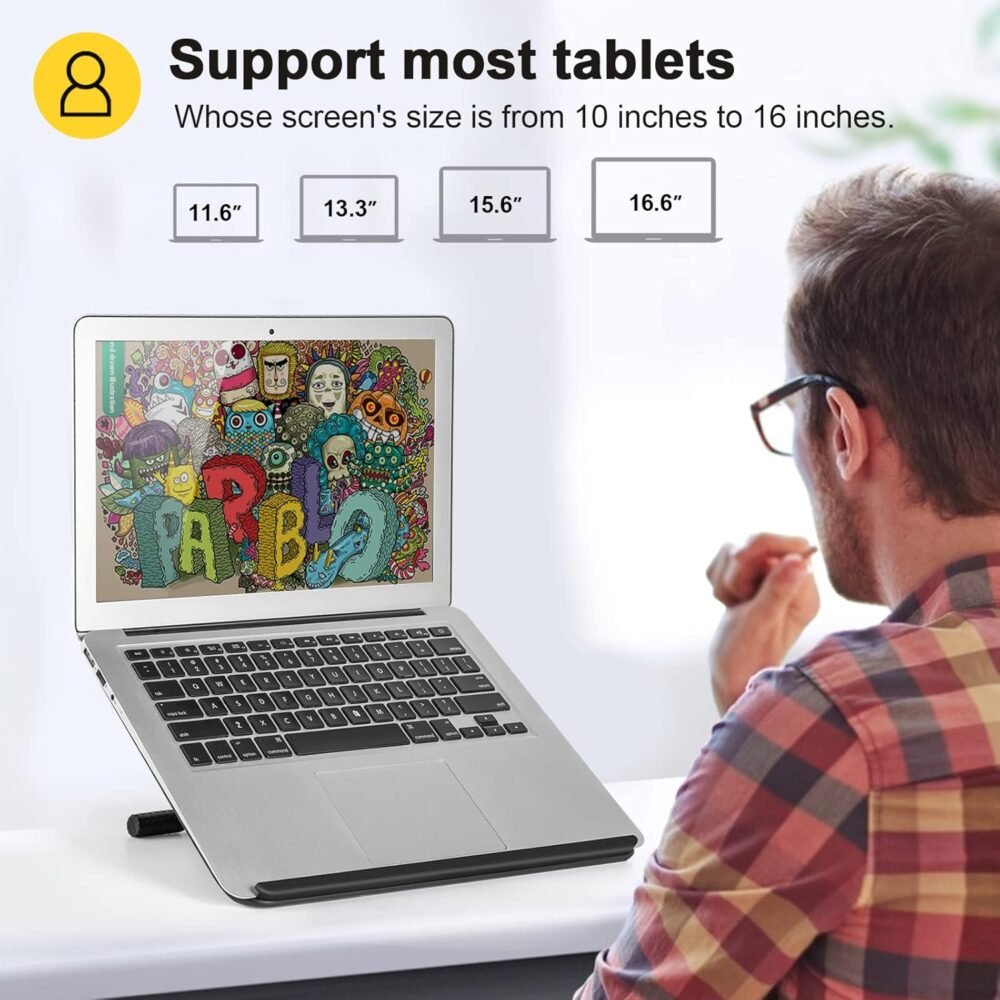 Parblo PR 100 Universal Tablet Stand, Adjustable from 10 to 16 inch for Drawing Tablets, Monitors, Compatible with iPad, Microsoft Surface Pro Series, Laptop - Image 3