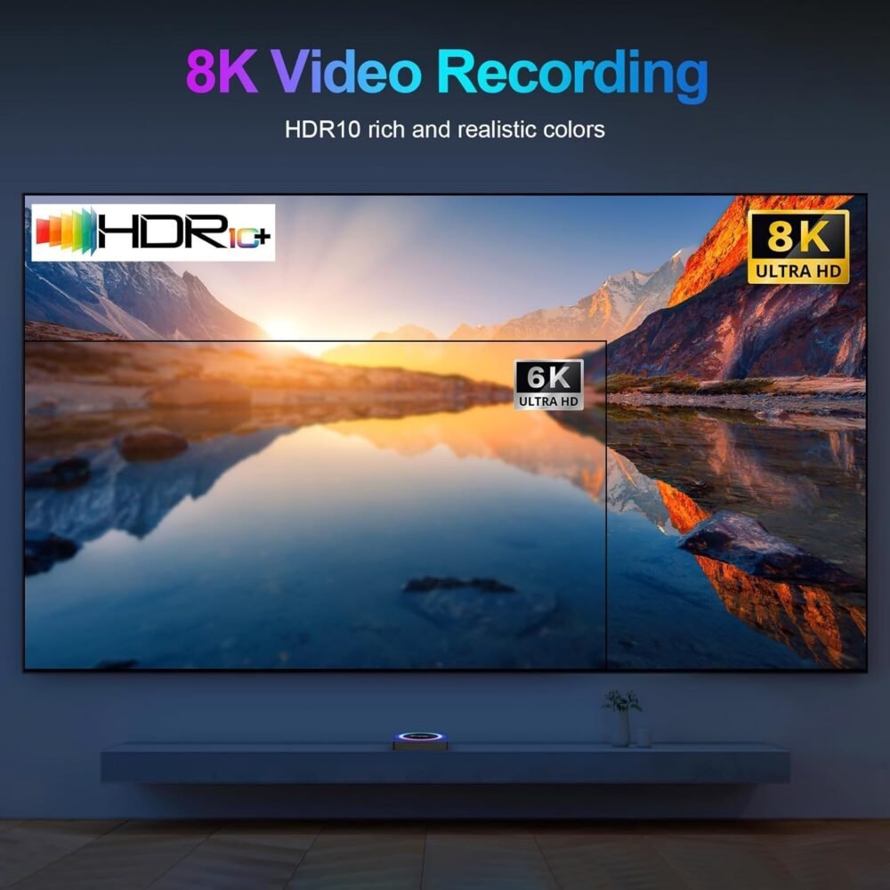 Android TV Box 13.0, Android Box 4GB RAM 64GB ROM, Quad Core Smart 8K TV Box with Mini Keyboard Support 2.4G/5.0GHz Dual WiFi 100M Ethernet Bluetooth - Image 6