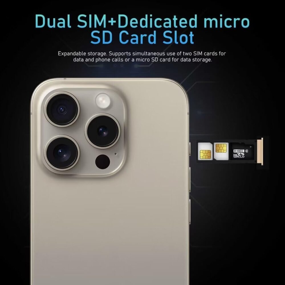 I16 Max Unlock Phones, 2GB+32GB Expandable 256GB, 6.7Inch HD Touch Screen, Tempered Glass Finish, 5600mAh Android 11 Smartphone, Dual SIM, Face Unlock,Blue - Image 4