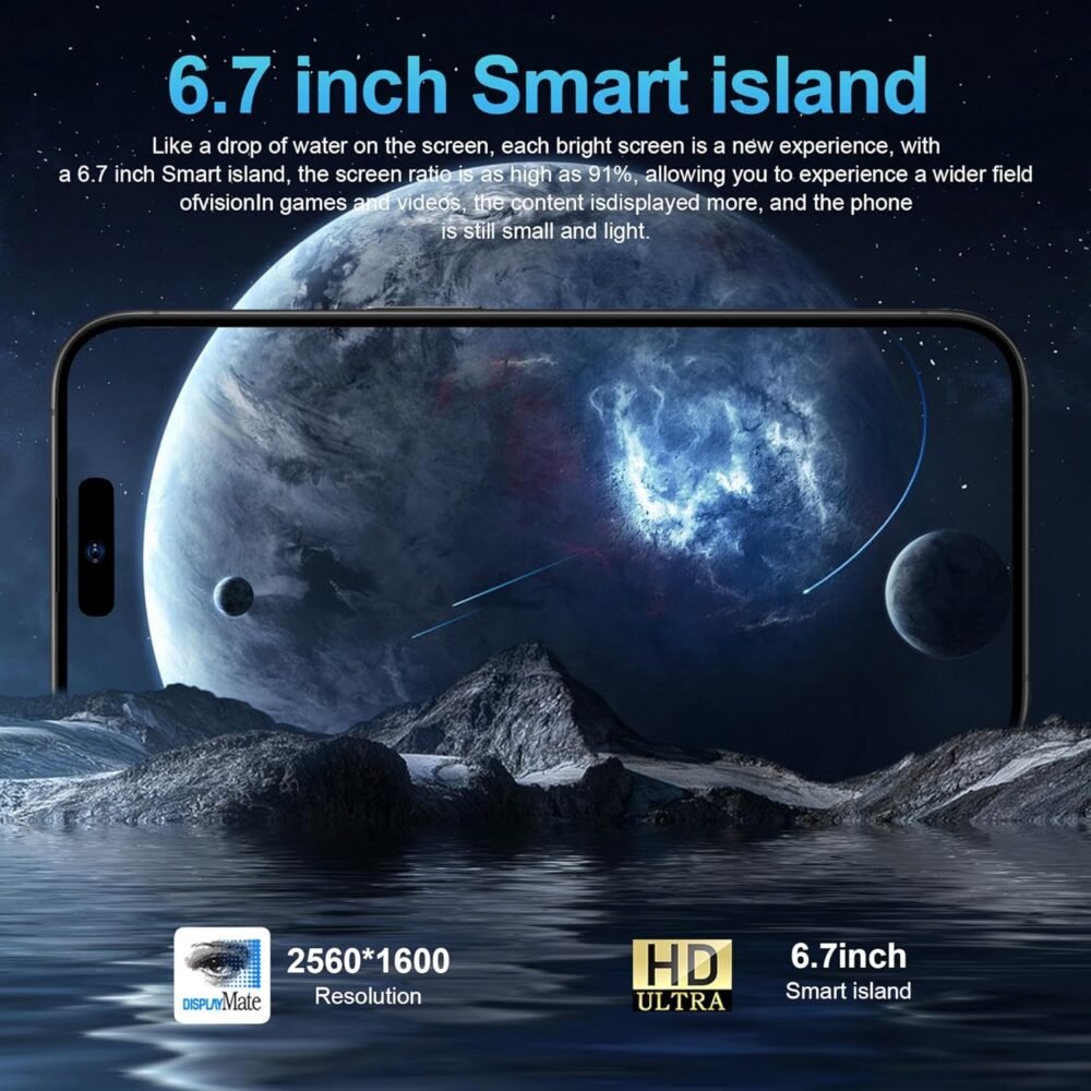 I16 Max Unlock Phones, 2GB+32GB Expandable 256GB, 6.7Inch HD Touch Screen, Tempered Glass Finish, 5600mAh Android 11 Smartphone, Dual SIM, Face Unlock,Blue - Image 6