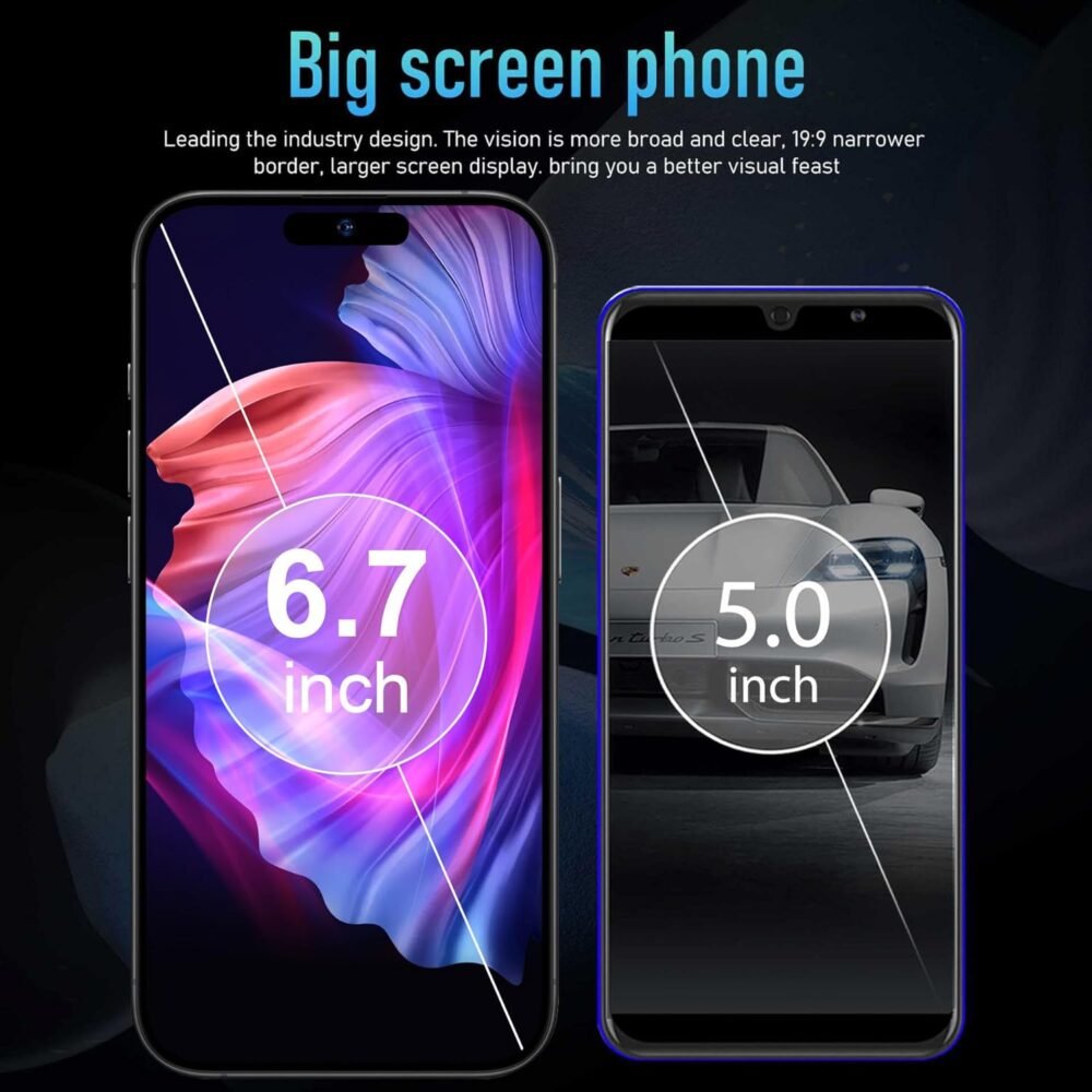 I16 Max Unlock Phones, 2GB+32GB Expandable 256GB, 6.7Inch HD Touch Screen, Tempered Glass Finish, 5600mAh Android 11 Smartphone, Dual SIM, Face Unlock,Blue - Image 7