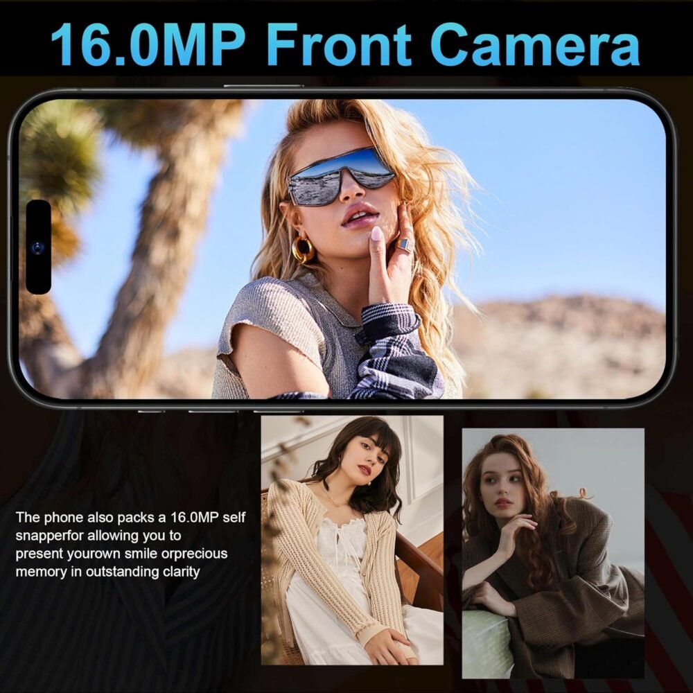 I16 Max Unlock Phones, 2GB+32GB Expandable 256GB, 6.7Inch HD Touch Screen, Tempered Glass Finish, 5600mAh Android 11 Smartphone, Dual SIM, Face Unlock,Blue - Image 8