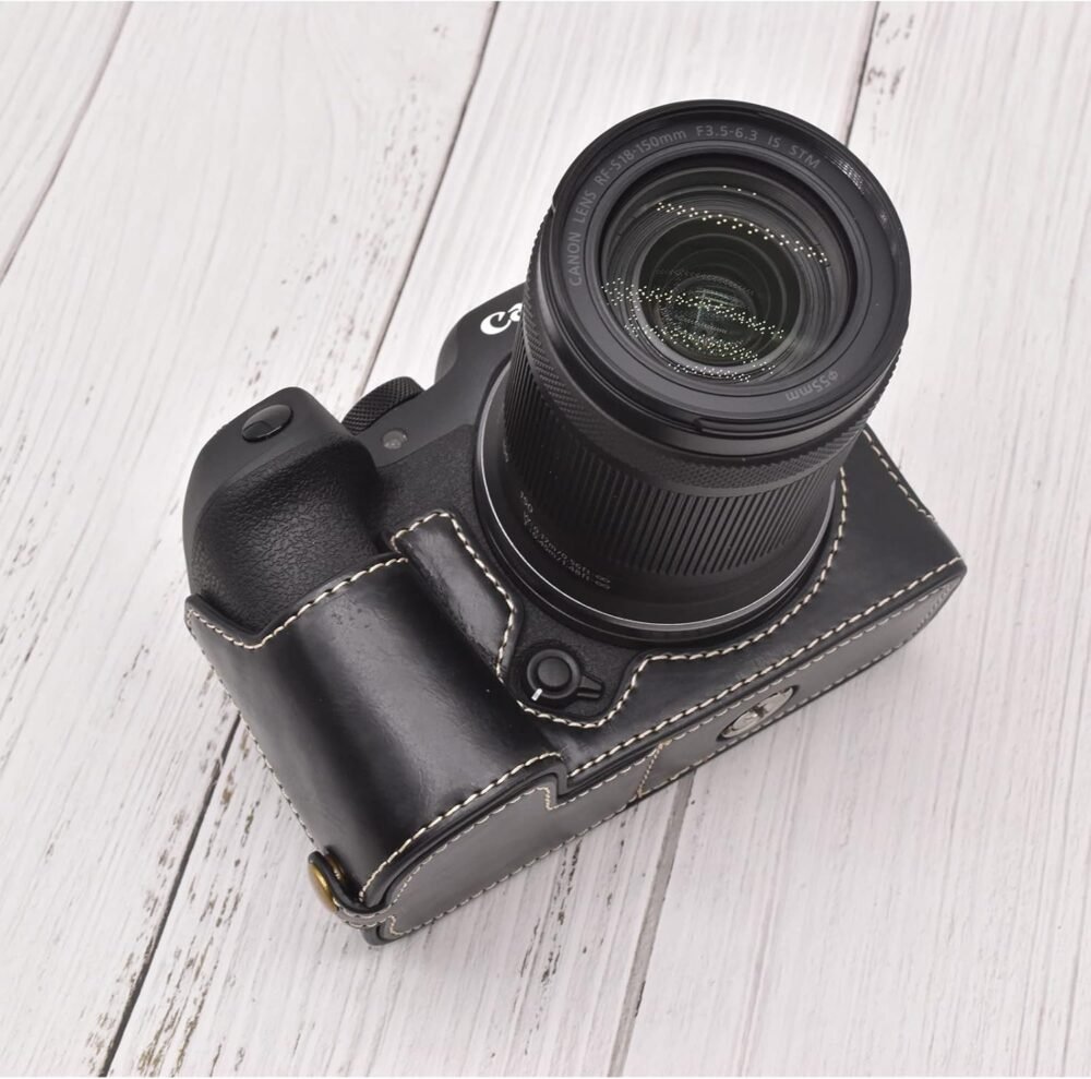 Rieibi EOS R7 Case - Quality PU Leather Half Case for Canon EOS R7 Mirrorless Camera - Grip Case for Canon EOSR7 - Black - Image 3
