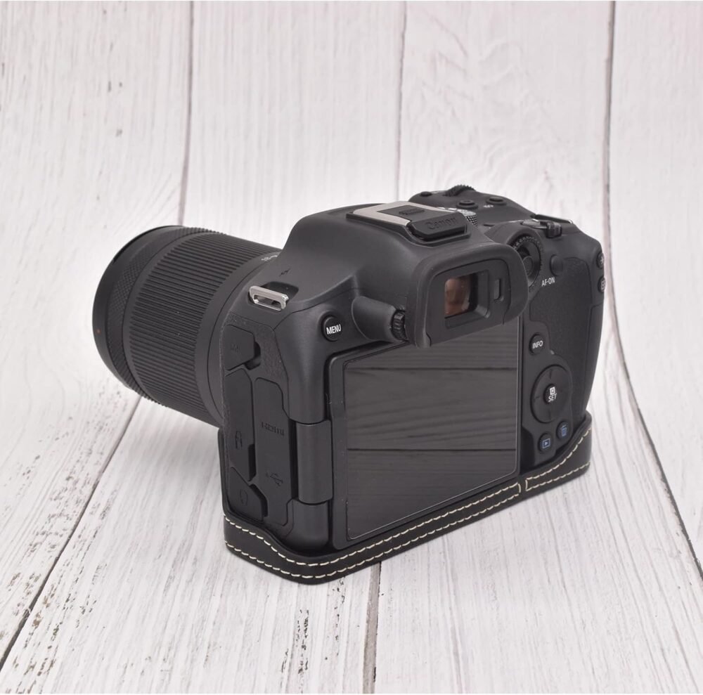 Rieibi EOS R7 Case - Quality PU Leather Half Case for Canon EOS R7 Mirrorless Camera - Grip Case for Canon EOSR7 - Black - Image 5