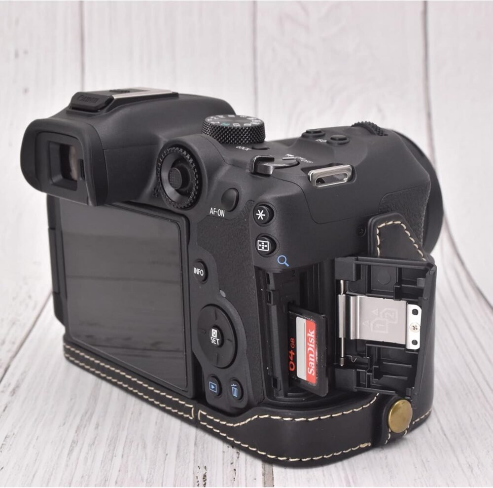 Rieibi EOS R7 Case - Quality PU Leather Half Case for Canon EOS R7 Mirrorless Camera - Grip Case for Canon EOSR7 - Black - Image 7