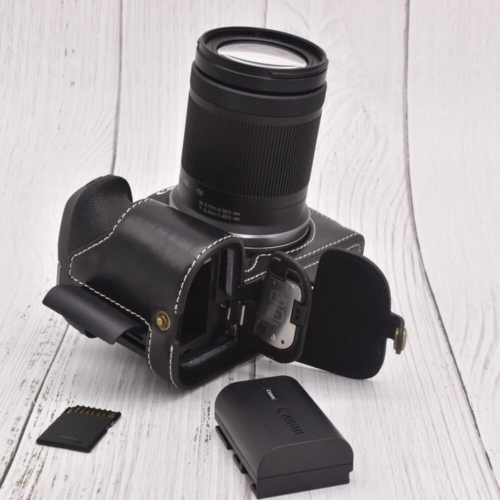 Rieibi EOS R7 Case - Quality PU Leather Half Case for Canon EOS R7 Mirrorless Camera - Grip Case for Canon EOSR7 - Black - Image 8