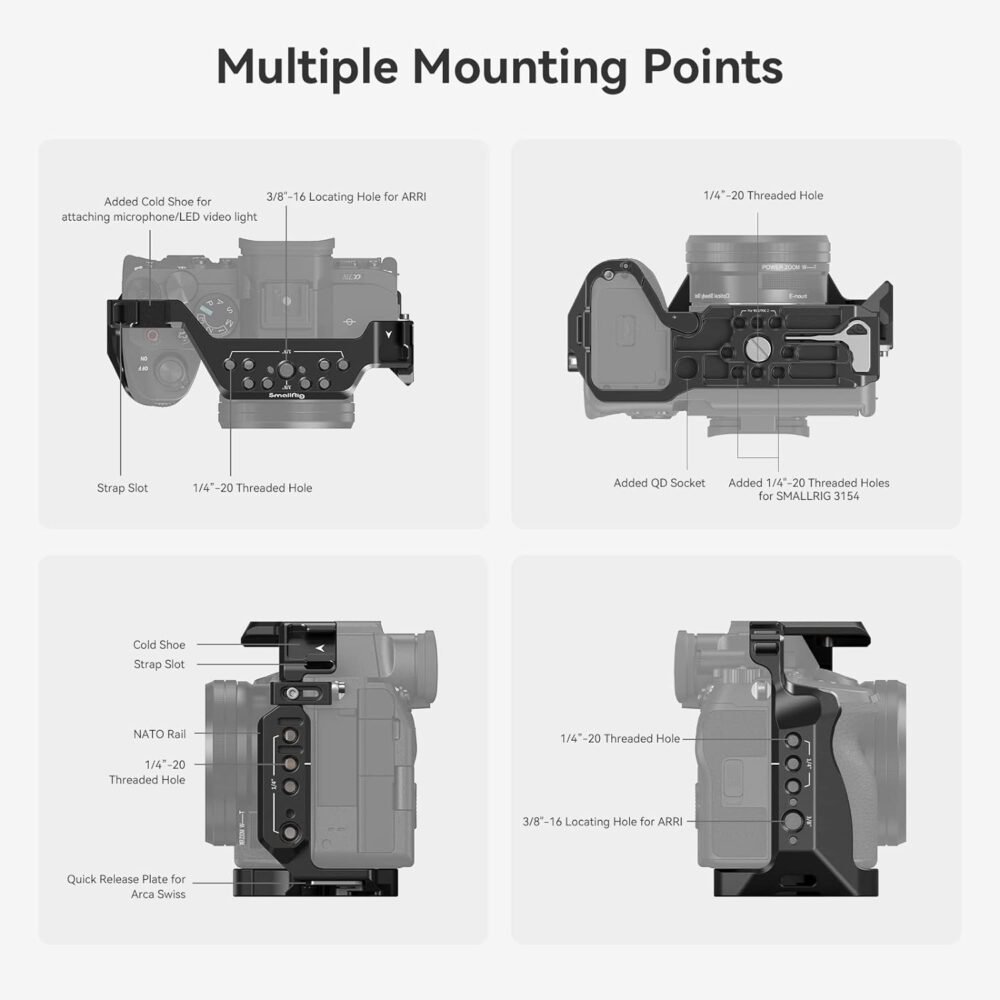 SmallRig Full Camera Cage for Sony Alpha 7R V/IV/S III/A7R IV/Alpha 1-3667B - Image 6
