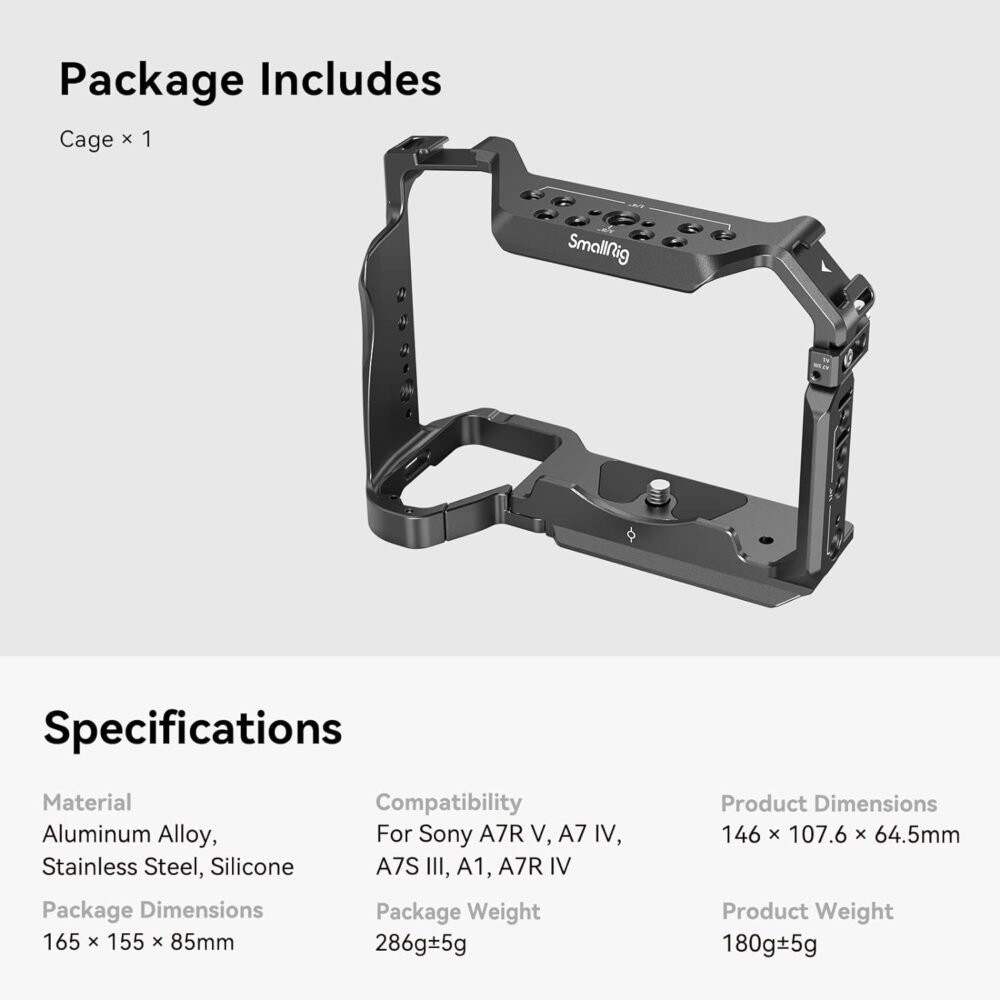 SmallRig Full Camera Cage for Sony Alpha 7R V/IV/S III/A7R IV/Alpha 1-3667B - Image 8