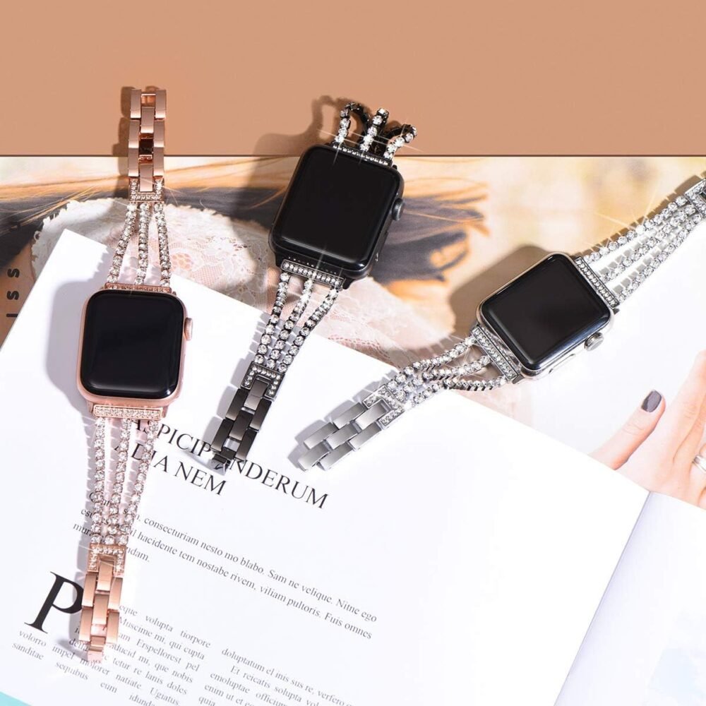 NewWays for Apple Watch Band 38mm 40mm 41mm 42mm 44mm 45mm 46mm 49mm for iWatch Series 10 9 8 7 6 5 4 3 2 1 SE Ultra, Sparkling Bling Shiny Diamonds Bracelet for iWatch Band Womens - Image 5