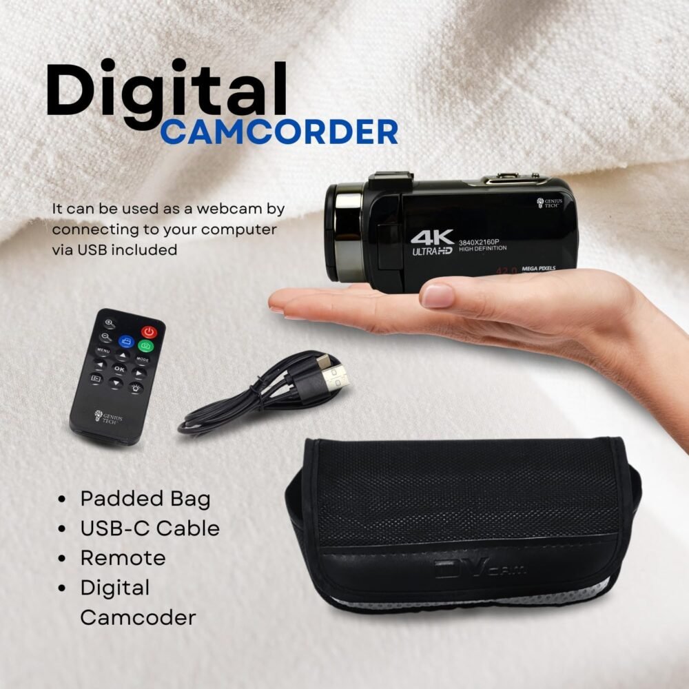 4K Camera Camcorder 42MP Video Recorder Camera Support Vlogging YouTube TikTok Digital Camcorder with 3" LCD Screen,18X Digital Zoom for Adults Kids Teens Beginners - Image 9