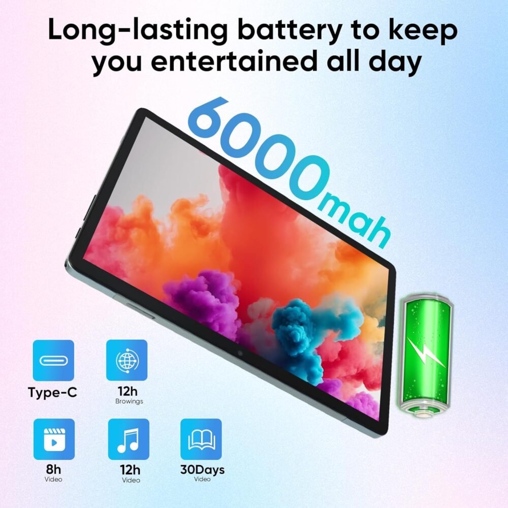 weelikeit Tablet 10 inch, Android 14 Tablets with Octa-Core Processor 14GB(6+8) RAM 128GB ROM, 1200x1920 FHD Screen, 5G WiFi, 5MP+13MP Dual Camera, Bluetooth 5.0, 7000mAh Battery (Gray) - Image 5
