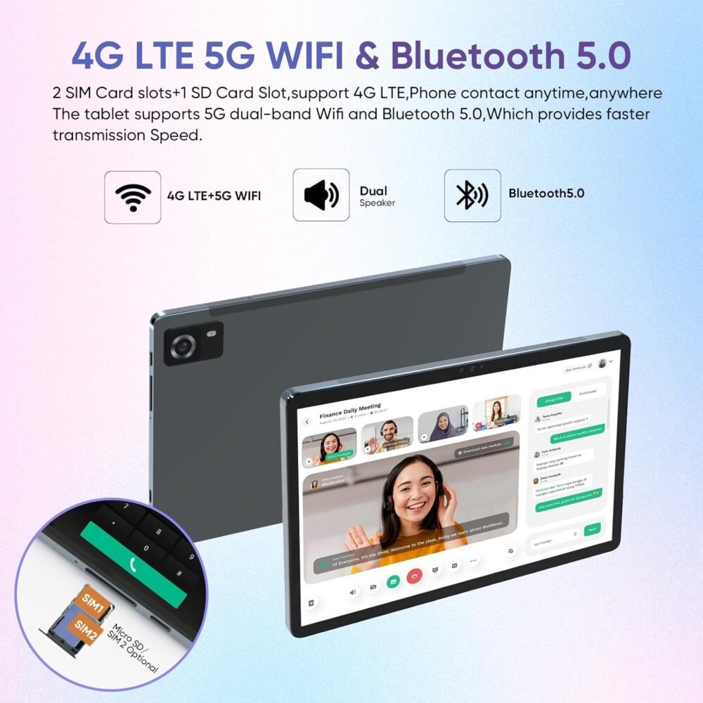 weelikeit Tablet 10 inch, Android 14 Tablets with Octa-Core Processor 14GB(6+8) RAM 128GB ROM, 1200x1920 FHD Screen, 5G WiFi, 5MP+13MP Dual Camera, Bluetooth 5.0, 7000mAh Battery (Gray) - Image 8