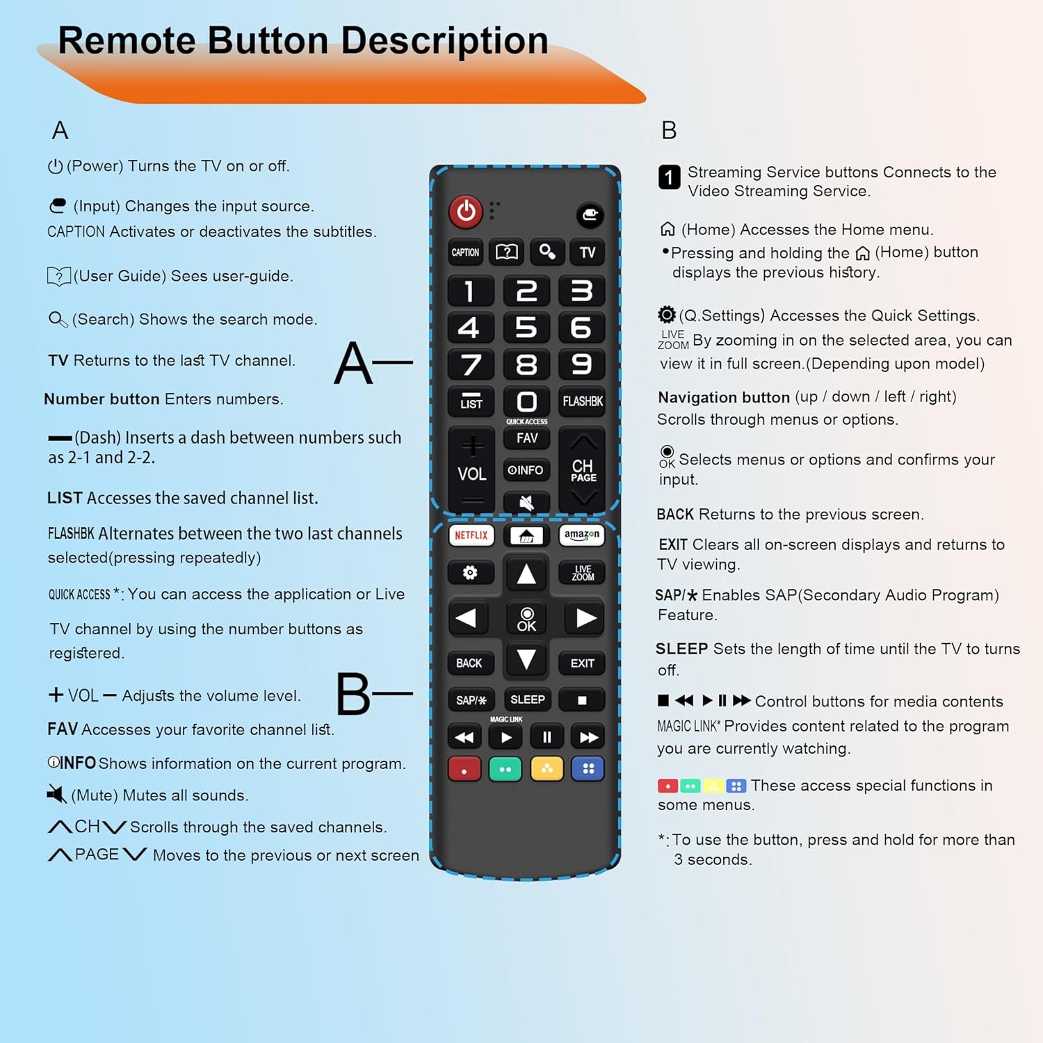Replacement Remote Control for LG TV Remote AKB75095307 Universal for LG Smart TV Remote Compatible with All Models LCD LED OLED 3D HDTV Smart TVs with Netflix Prime Video Shortcut Buttons - Image 10