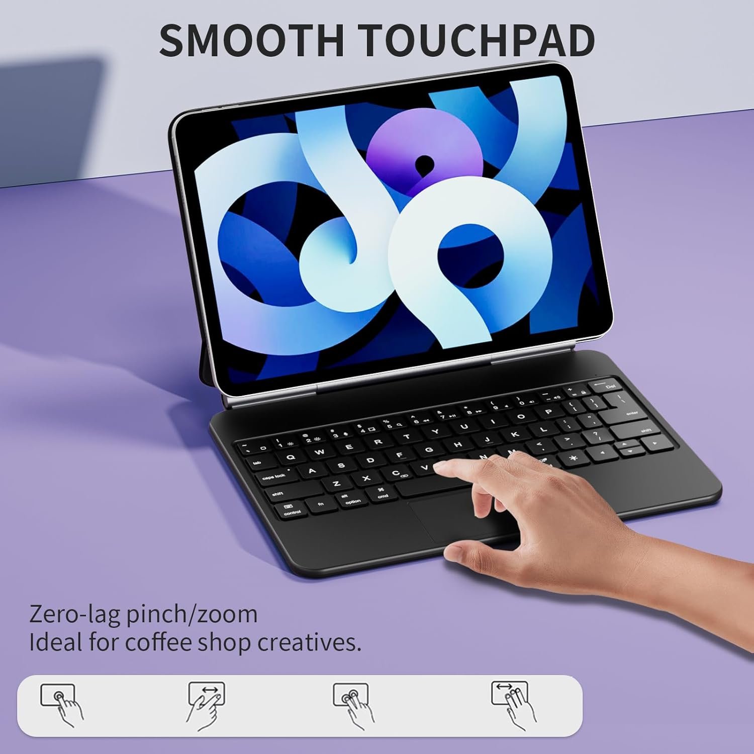 Floating Cantilever Keyboard Case for iPad Air 11'' (M3 2025 / M2 2024)/iPad Pro 11'' 1-4th Gen – Portable Magic-Style Trackpad Case with Ergonomic Typing, Fit for iPad Air 5th/4th Gen, 1.5lbs-Black - Image 5
