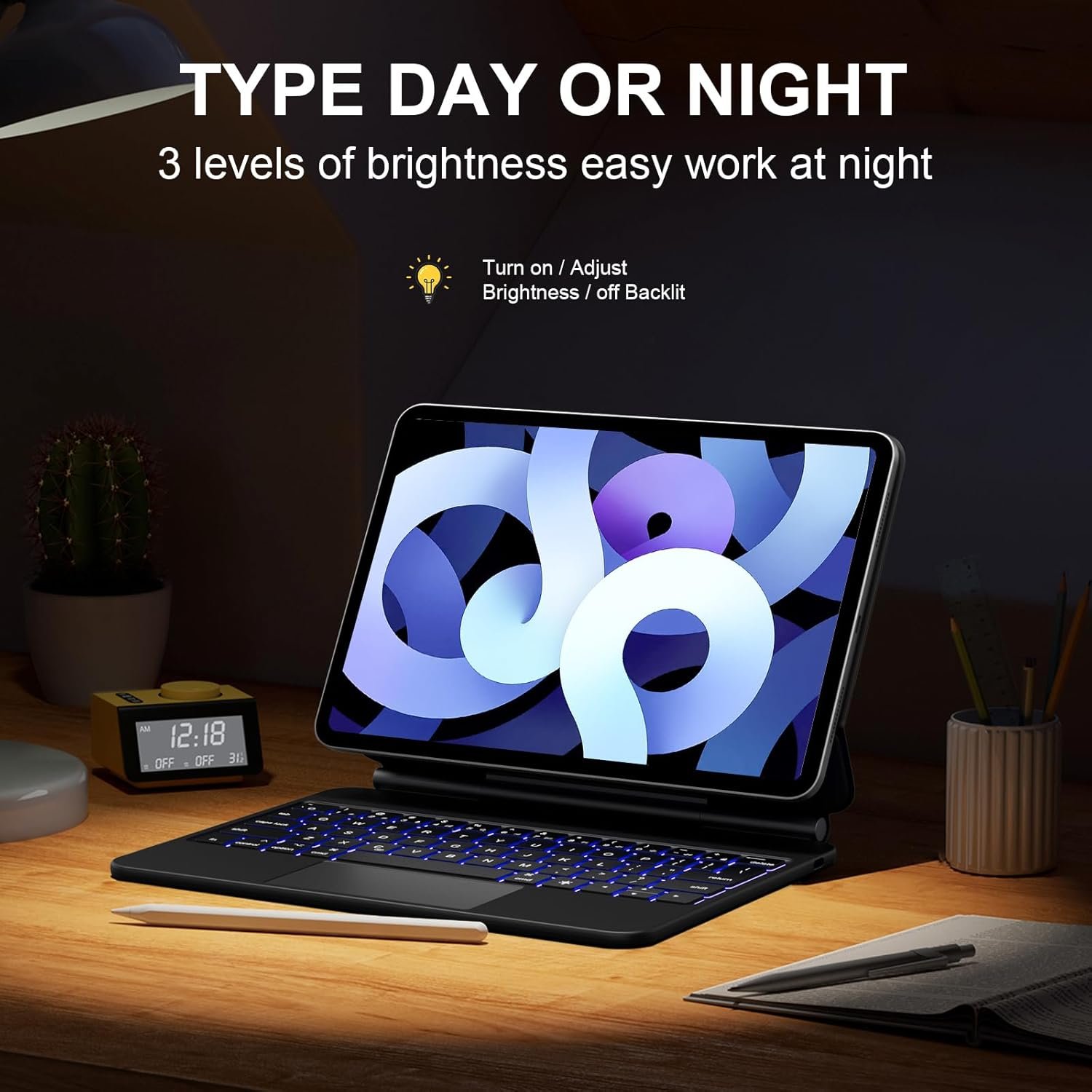 Floating Cantilever Keyboard Case for iPad Air 11'' (M3 2025 / M2 2024)/iPad Pro 11'' 1-4th Gen – Portable Magic-Style Trackpad Case with Ergonomic Typing, Fit for iPad Air 5th/4th Gen, 1.5lbs-Black - Image 8