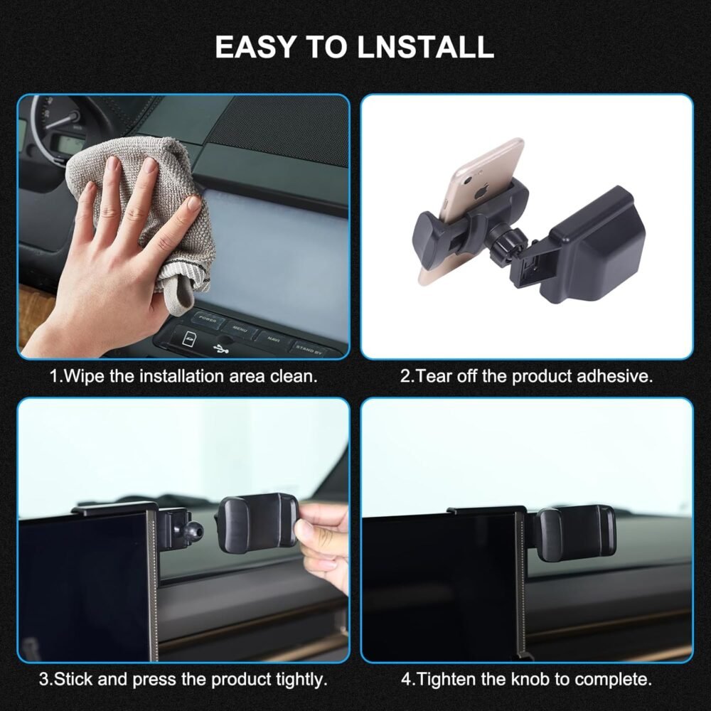 Car Phone Holder Mount for Hummer EV Accessories 2024 2025+ Right Side of Navigation Screen Rotatable Fixed Mobile Phone Holder for Car Fit for iPhone Universally Smartphones (A) - Image 8