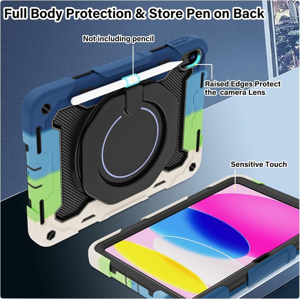 ROISKIN Case for iPad (A16) 11th Generation 11 Inch 2025, iPad 10th Generation Case 10.9" for Kids with Screen Protector,360 Kickstand & Handle,Shoulder Strap,Heavy Duty Military Grade Drop Protection - Image 7