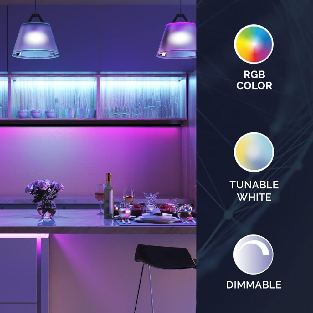 Satco S11253 Starfish 9.5-Watt A19 WiFi Smart LED Color-Changing Light Bulb, Works with Siri, Alexa, Google Assistant, SmartThings, 2700K-5000K, 800 Lumens, 2-Pack - Image 5