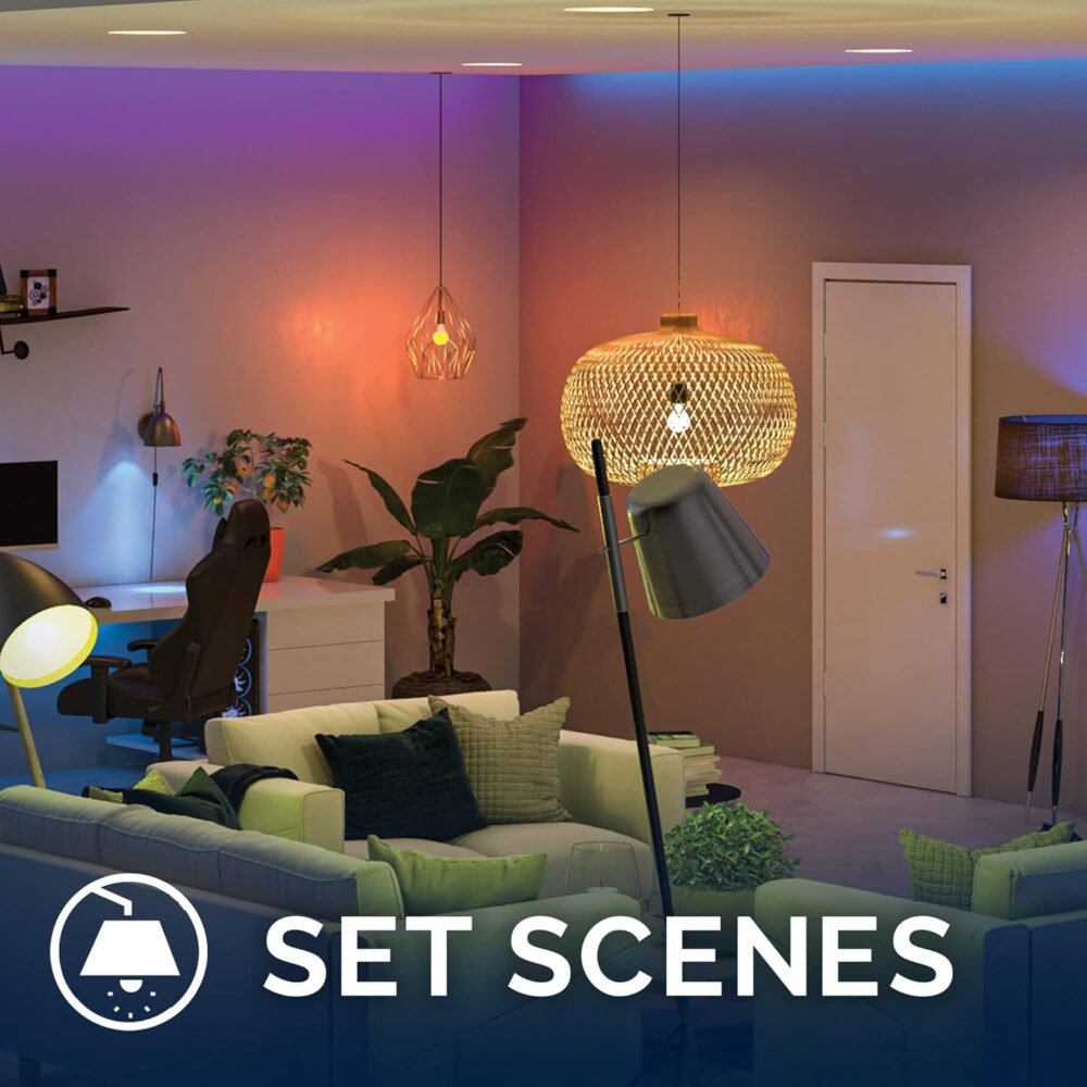 Satco S11253 Starfish 9.5-Watt A19 WiFi Smart LED Color-Changing Light Bulb, Works with Siri, Alexa, Google Assistant, SmartThings, 2700K-5000K, 800 Lumens, 2-Pack - Image 8