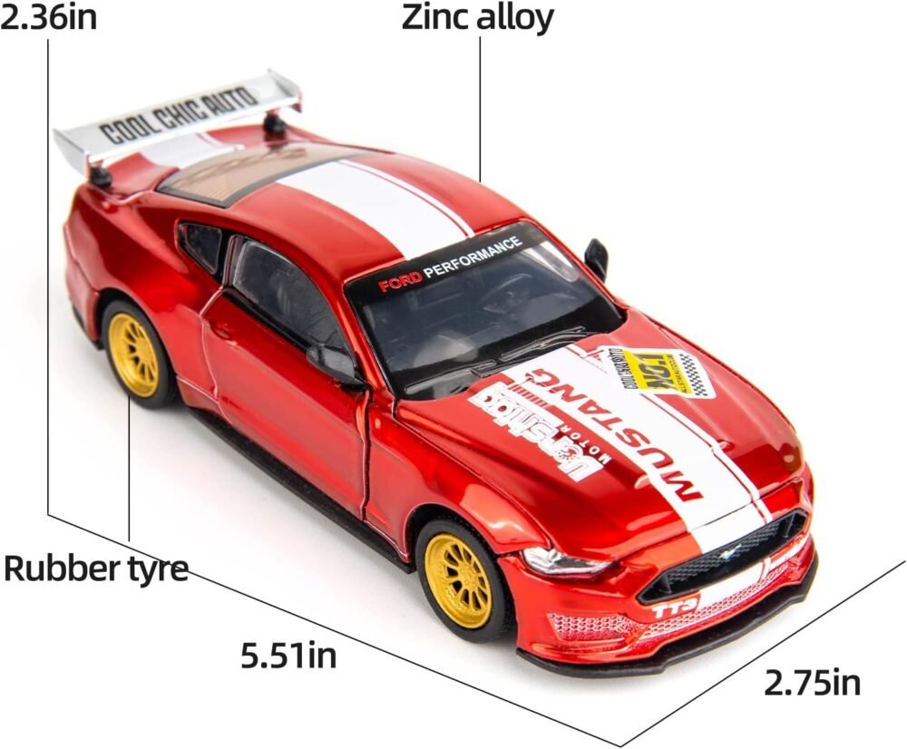 1/42 Ford Mustang Car Model, Take Apart Assembled Car, DIY Car Model kit Educational Building Toys, Children's Gifts, Can Open Door Birthday Gift for Children Red - Image 3