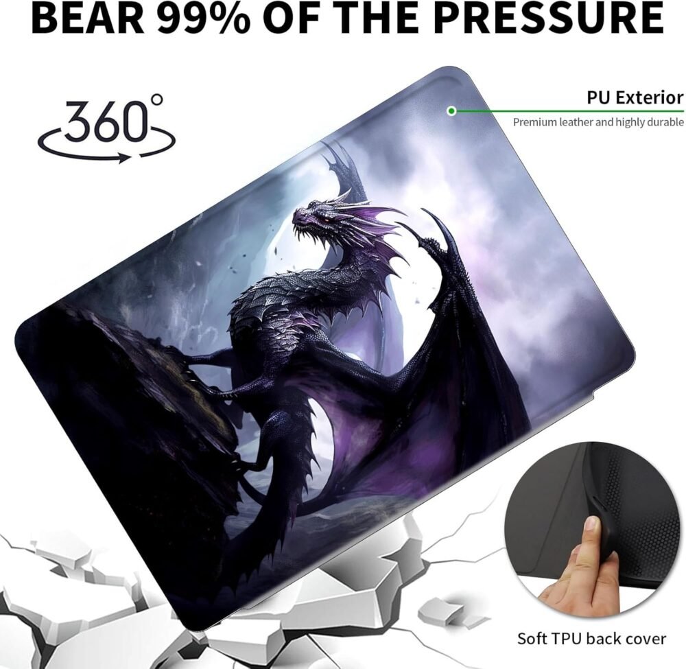 for Amazon Fire Max 11 Tablet Case,(13th Generation, 2023 Release) 360 Degree Rotating Swivel PU Leather Stand Flip Folio Cover with Auto Wake/Sleep Case for Fire Max 11,Cool Purple Dragon - Image 8