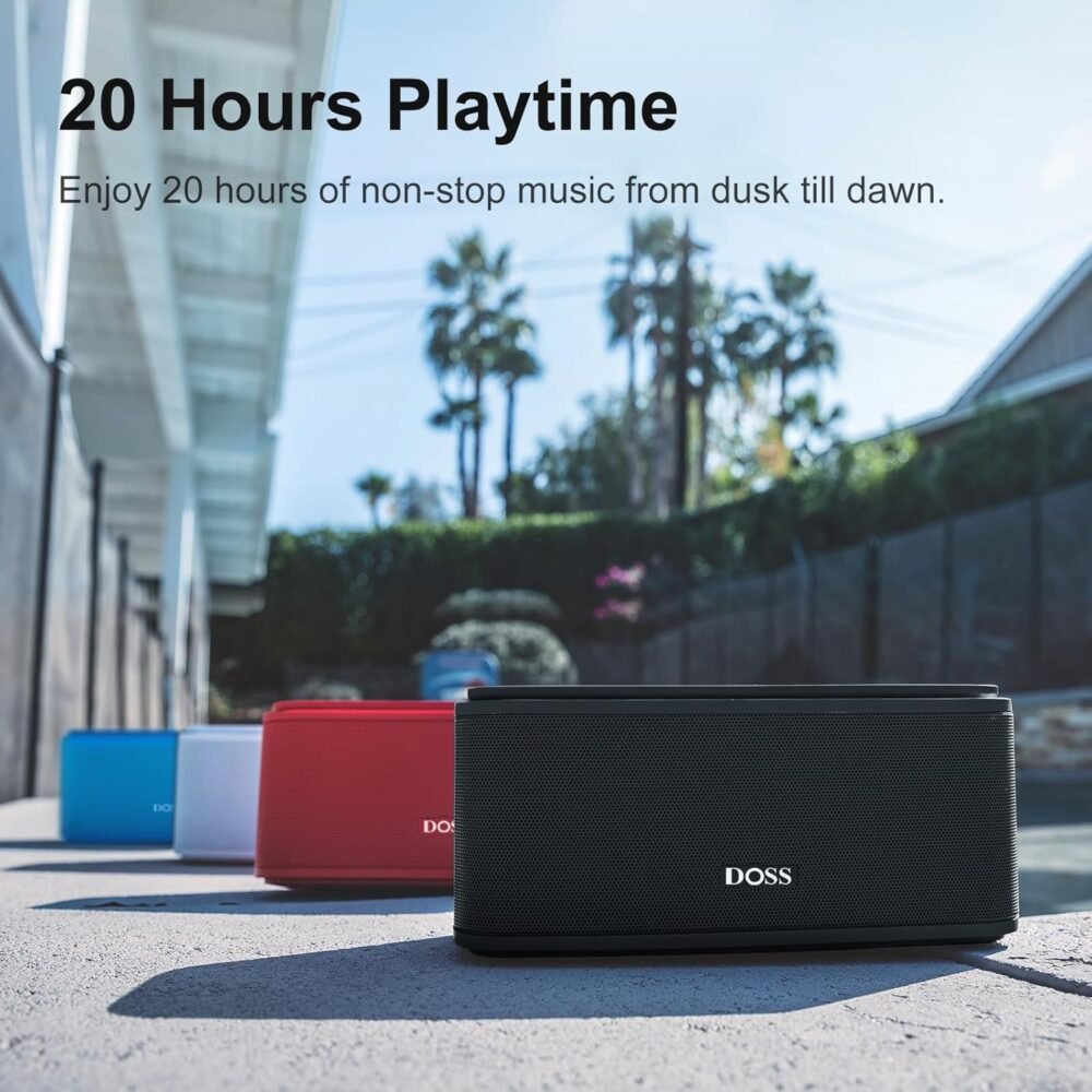 DOSS SoundBox Touch Wireless Bluetooth Speaker with 12W HD Sound and Bass, IPX5 Waterproof, 20H Playtime, Handsfree, for Office, Home, Outdoor, Travel-Upgraded - Image 7