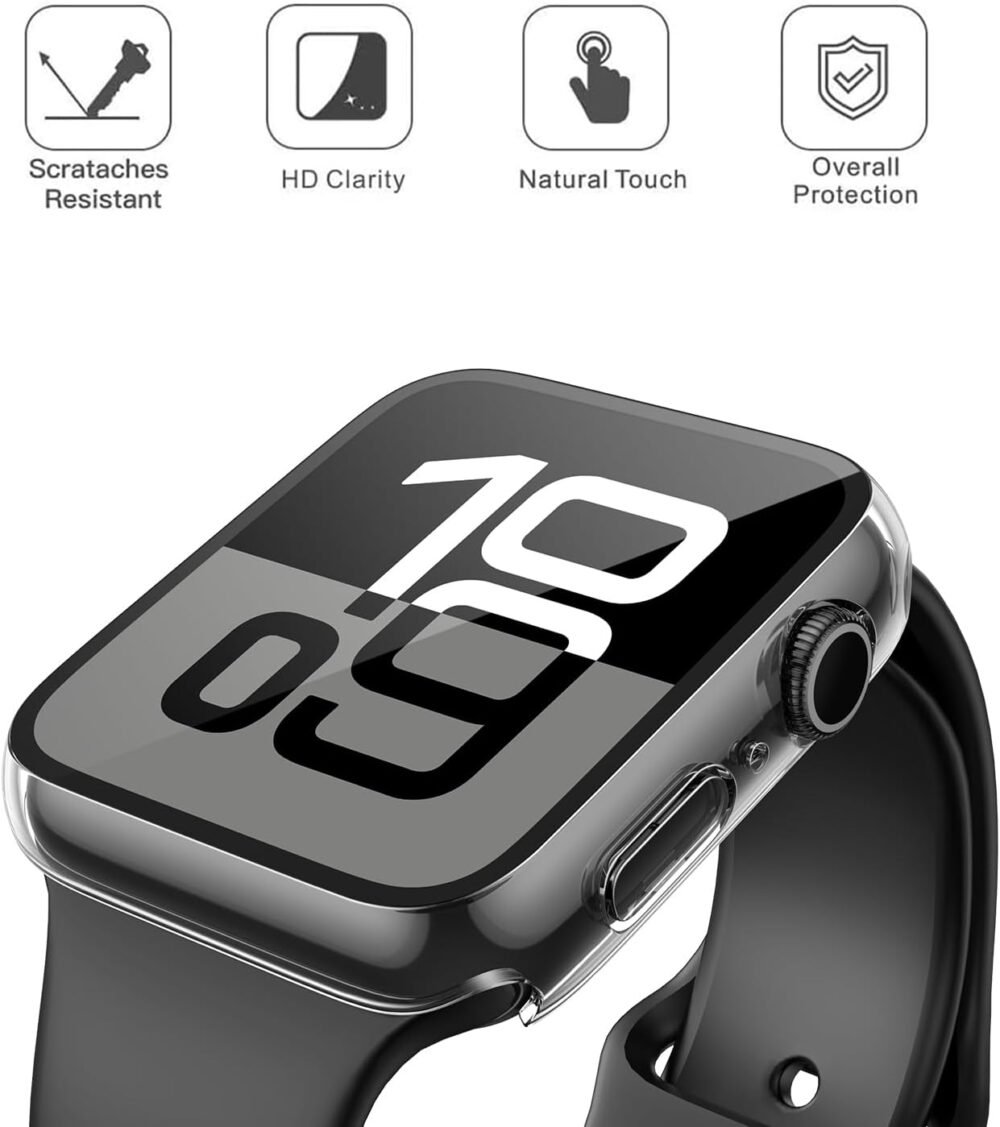 Misxi 2 Pack Tempered Glass Case for 2024 Apple Watch Series 10 46mm, Ultra-Thin Hard PC Screen Protector Cover, Full Body Scratch-Resistant Protection for iWatch 10, Pristine Transparent - Image 3