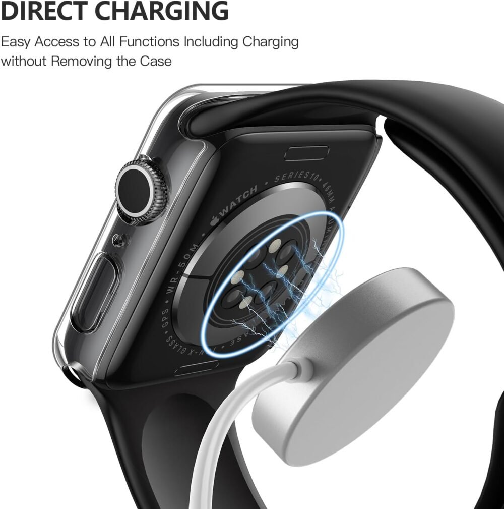 Misxi 2 Pack Tempered Glass Case for 2024 Apple Watch Series 10 46mm, Ultra-Thin Hard PC Screen Protector Cover, Full Body Scratch-Resistant Protection for iWatch 10, Pristine Transparent - Image 6