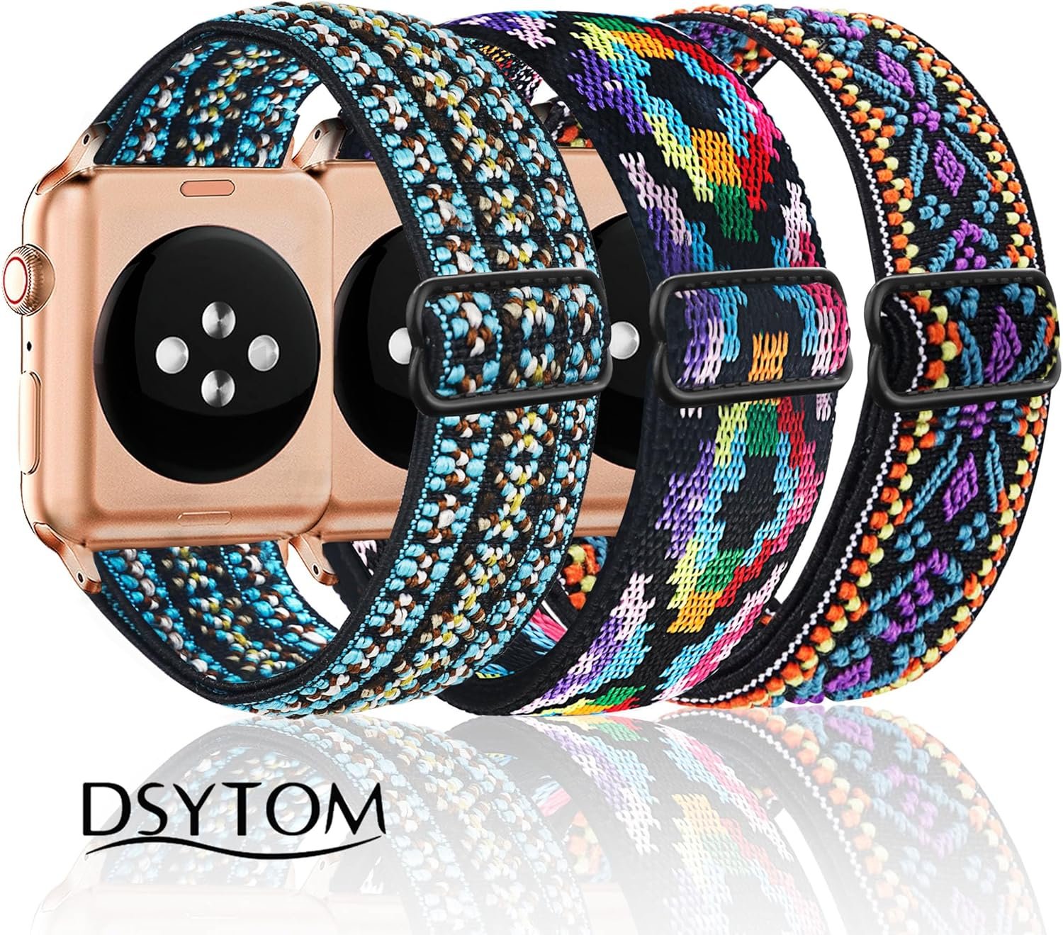 Dsytom 3 Pack Elastic Band Compatible with Apple Watch Bands 38mm 41mm 40mm 42mm 44mm 45mm 46mm 49mm, Adjustable Stretchy Nylon bands for iWatch Series 10/9/Ultra 2/8/7/6/5/4/3/2/1/SE Strap for Women - Image 3