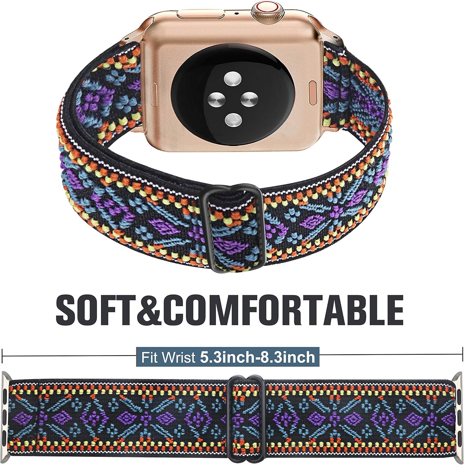 Dsytom 3 Pack Elastic Band Compatible with Apple Watch Bands 38mm 41mm 40mm 42mm 44mm 45mm 46mm 49mm, Adjustable Stretchy Nylon bands for iWatch Series 10/9/Ultra 2/8/7/6/5/4/3/2/1/SE Strap for Women - Image 5