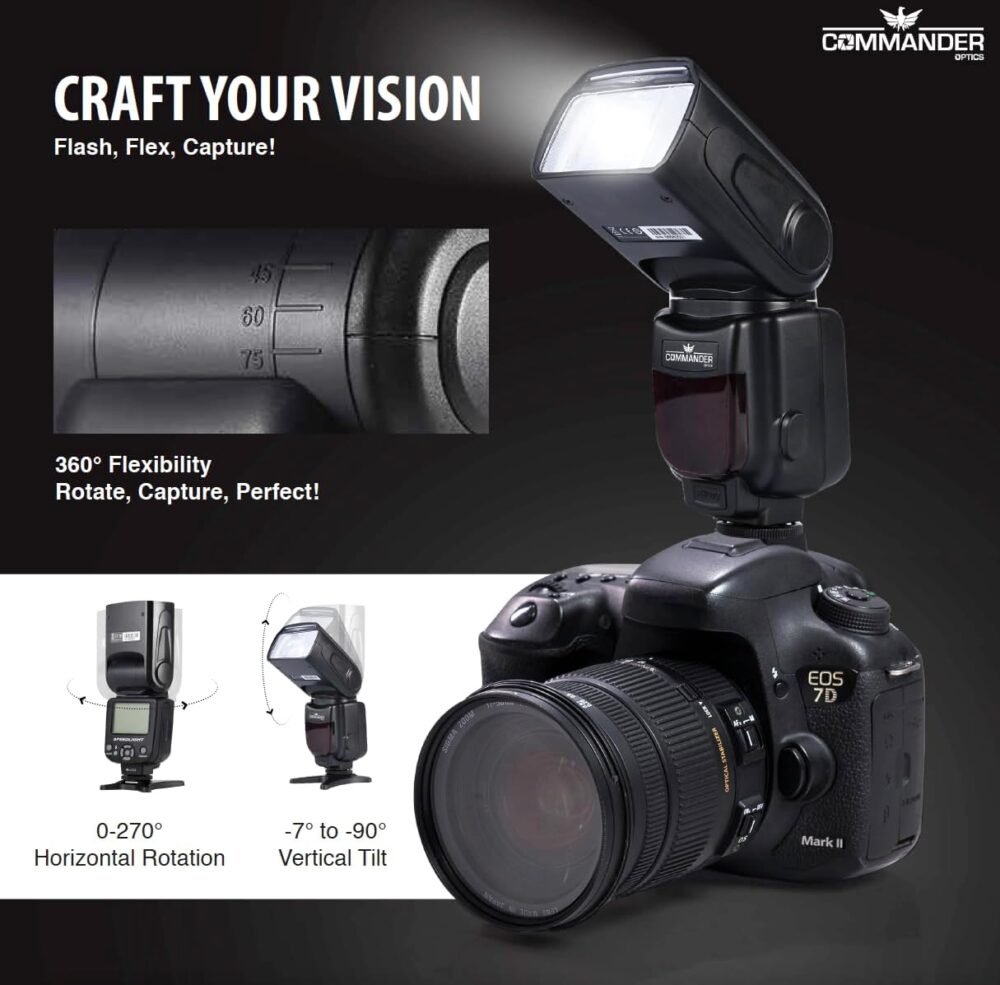 Speedlite Dedicated Electronic Flash Bundle for Canon EOS Rebel SL2, SL3,T6i, T7i, T8i, 750D, 800D, 850D,Includes U-Shape Bracket, Off Shoe Cable, Rechargeable Batteries, Diffuser, Case - Image 5
