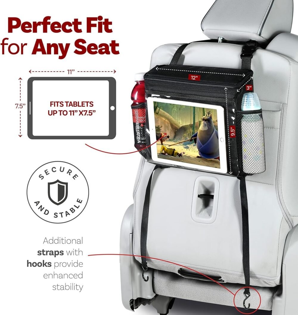 lebogner Insulated Car Seat Back Organizer + iPad And Tablet Holder, Auto Driver Or Passenger Accessories Organizer, Vehicle Front Seat Caddy, Personal Travel Cooler Storage Bag For Adults & Kids - Image 4
