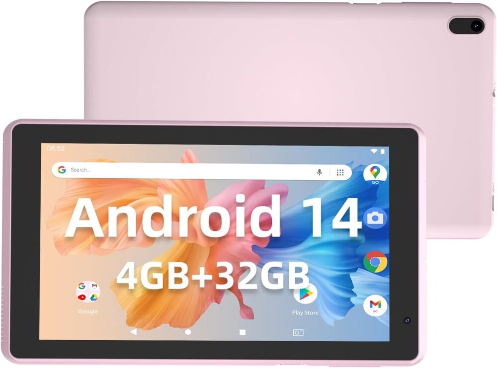 2025 Android 14 Tablet, 7 inch 4GB RAM+32GB ROM/ 1TB Expandable Tableta PC,1.6Ghz Quad-core Processor Computer, 1024 * 600 IPS Touch Screen, 5MP Dual Camera, WiFi, Game, Bluetooth Tablet - Image 2