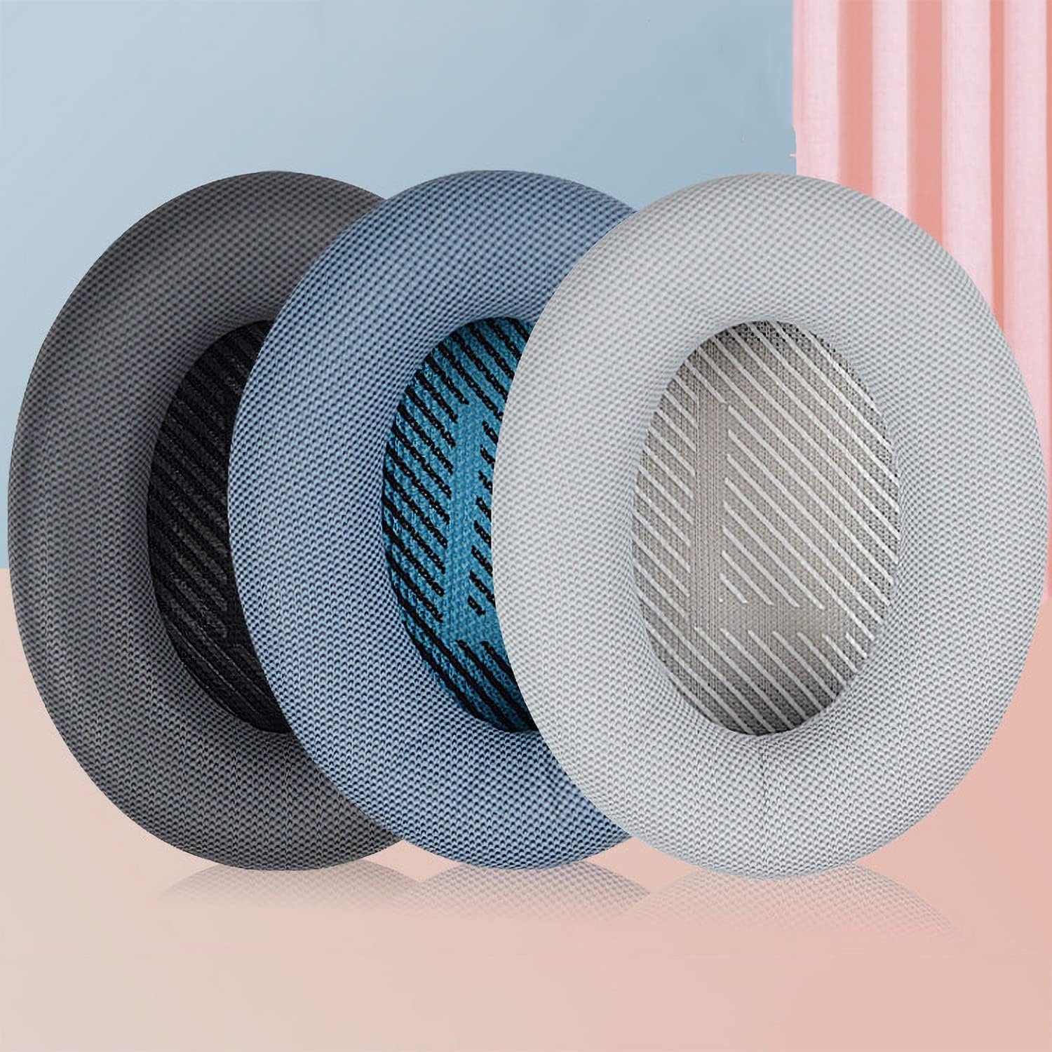 QC45 Earpads Replacement Fabric Ear Pads Memory Foam Cushion Cover Compatible with Bose QuietComfort 45 (QC45) QC35 II Wireless Noise Canceling Over-Ear Headphones (Dark Grey with Grey L/R) - Image 4