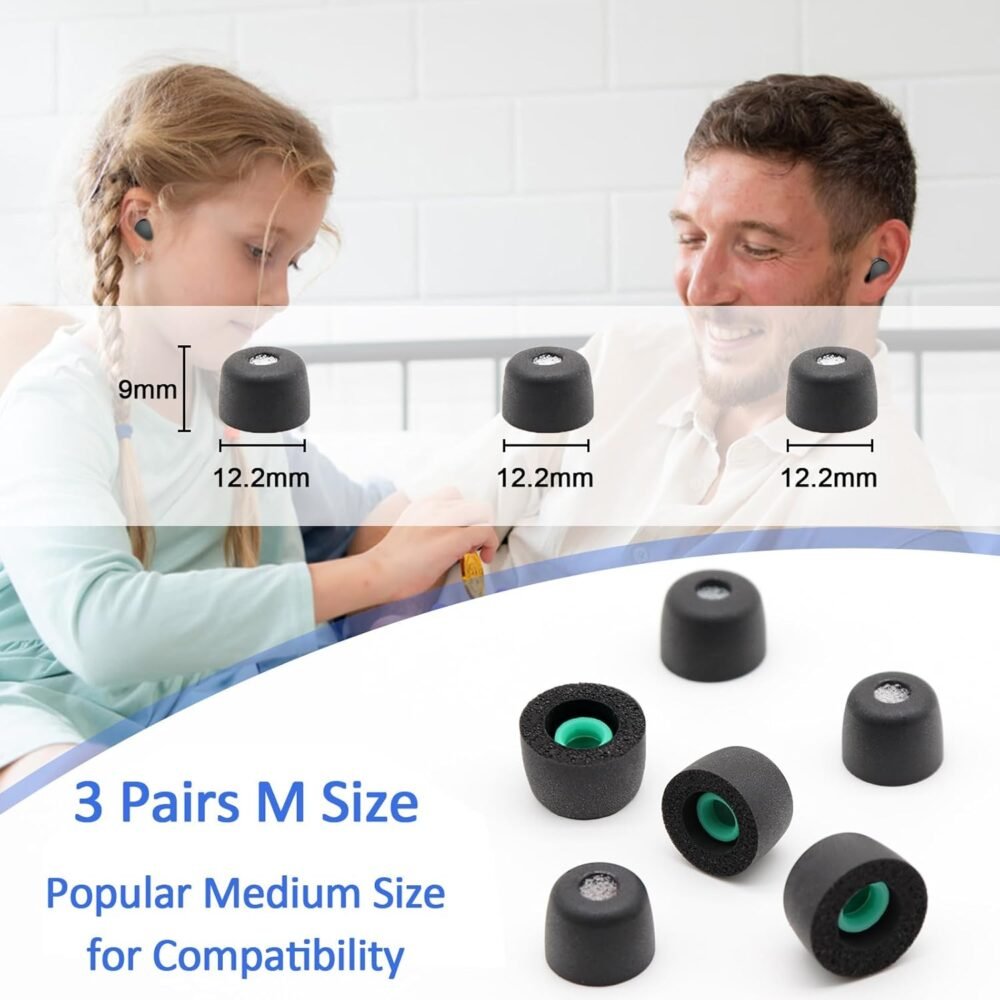 3 Pairs Memory Foam Eartips Ear Buds for Sony WF-1000XM5, Ear Tips Replacement Sony Ear Piece Foam Tips for WF-1000XM5 Fit Charging Case(Matt Surface, M) - Image 3