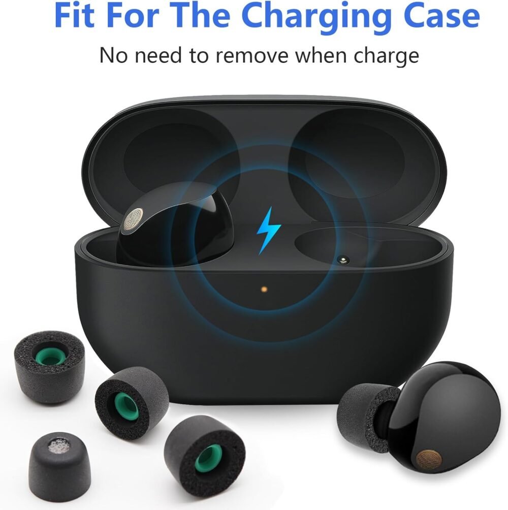 3 Pairs Memory Foam Eartips Ear Buds for Sony WF-1000XM5, Ear Tips Replacement Sony Ear Piece Foam Tips for WF-1000XM5 Fit Charging Case(Matt Surface, M) - Image 6